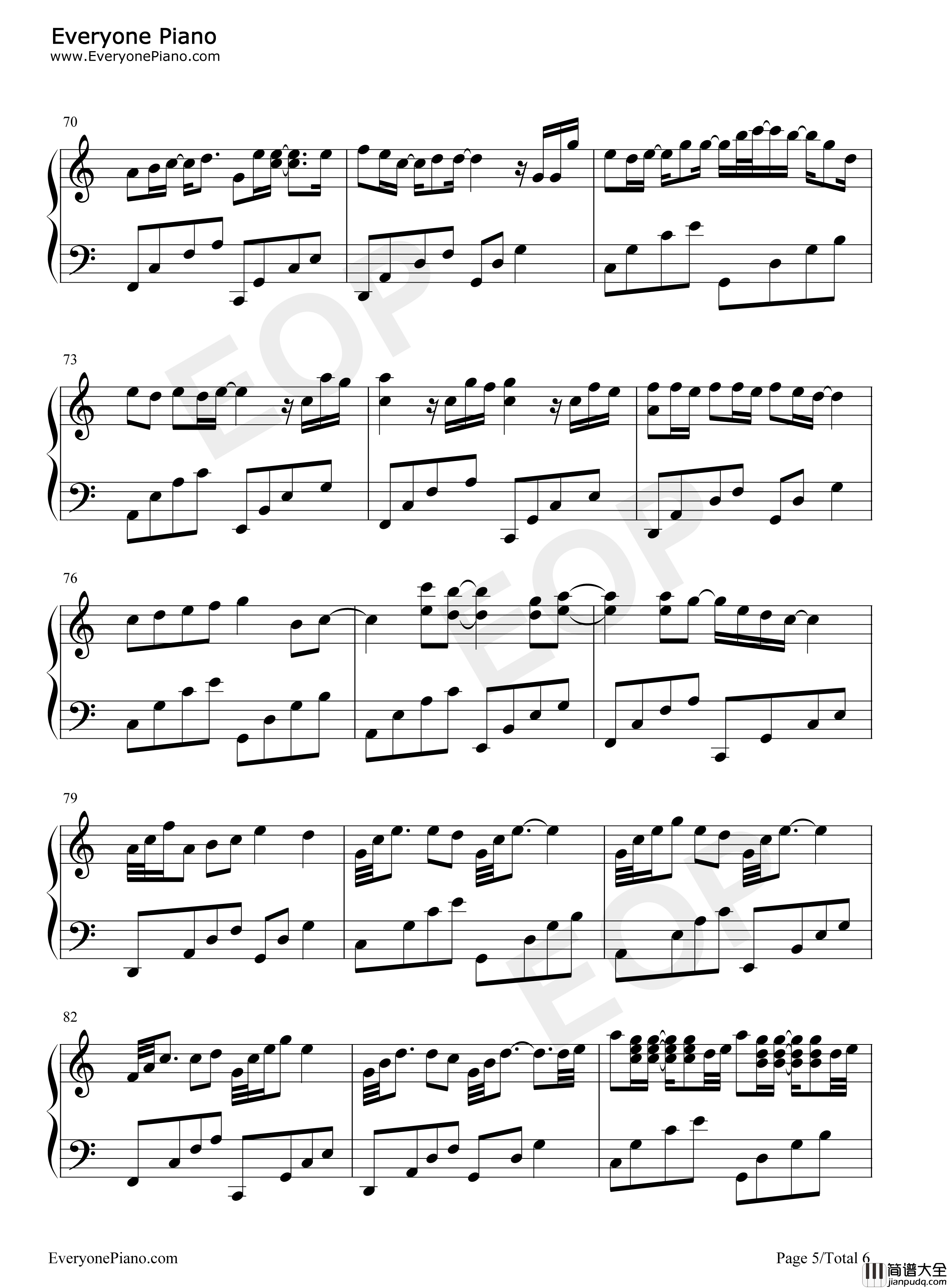 卡农与流行曲串烧钢琴谱_未知