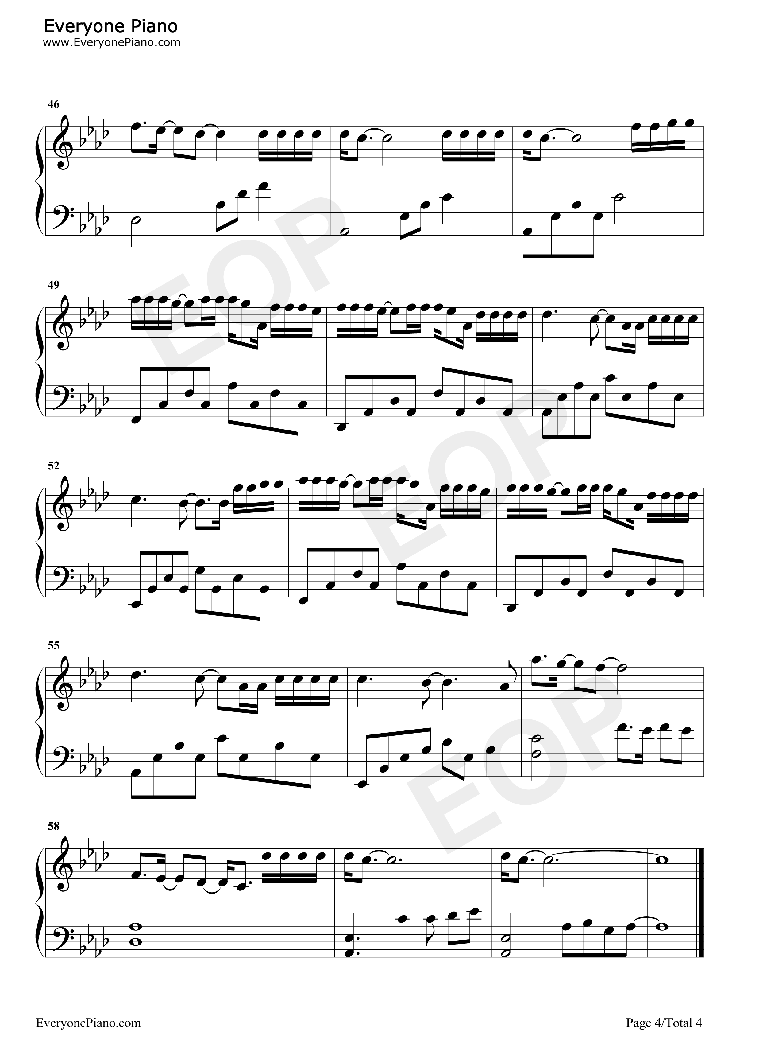 透明钢琴谱_邓紫棋