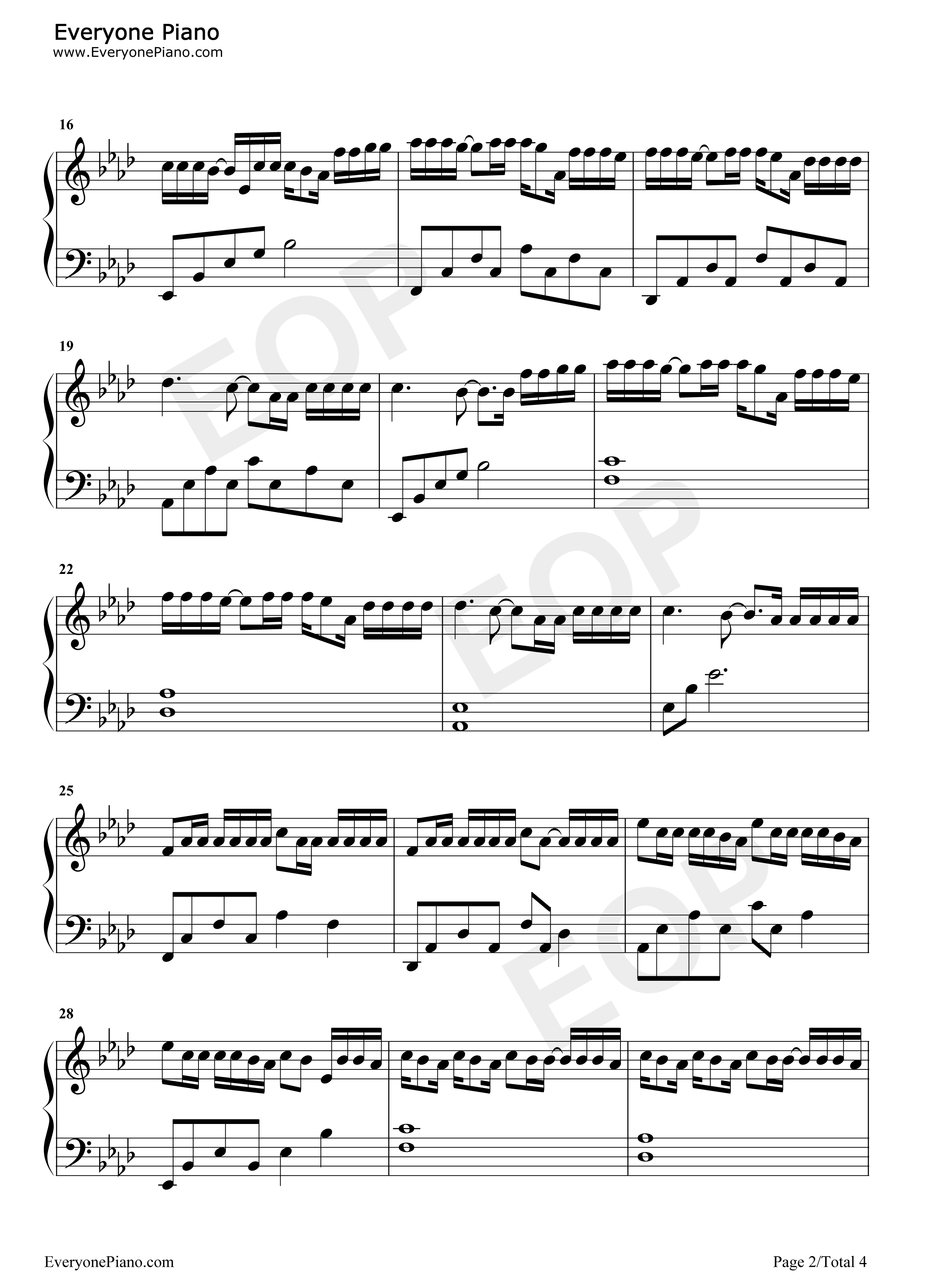 透明钢琴谱_邓紫棋