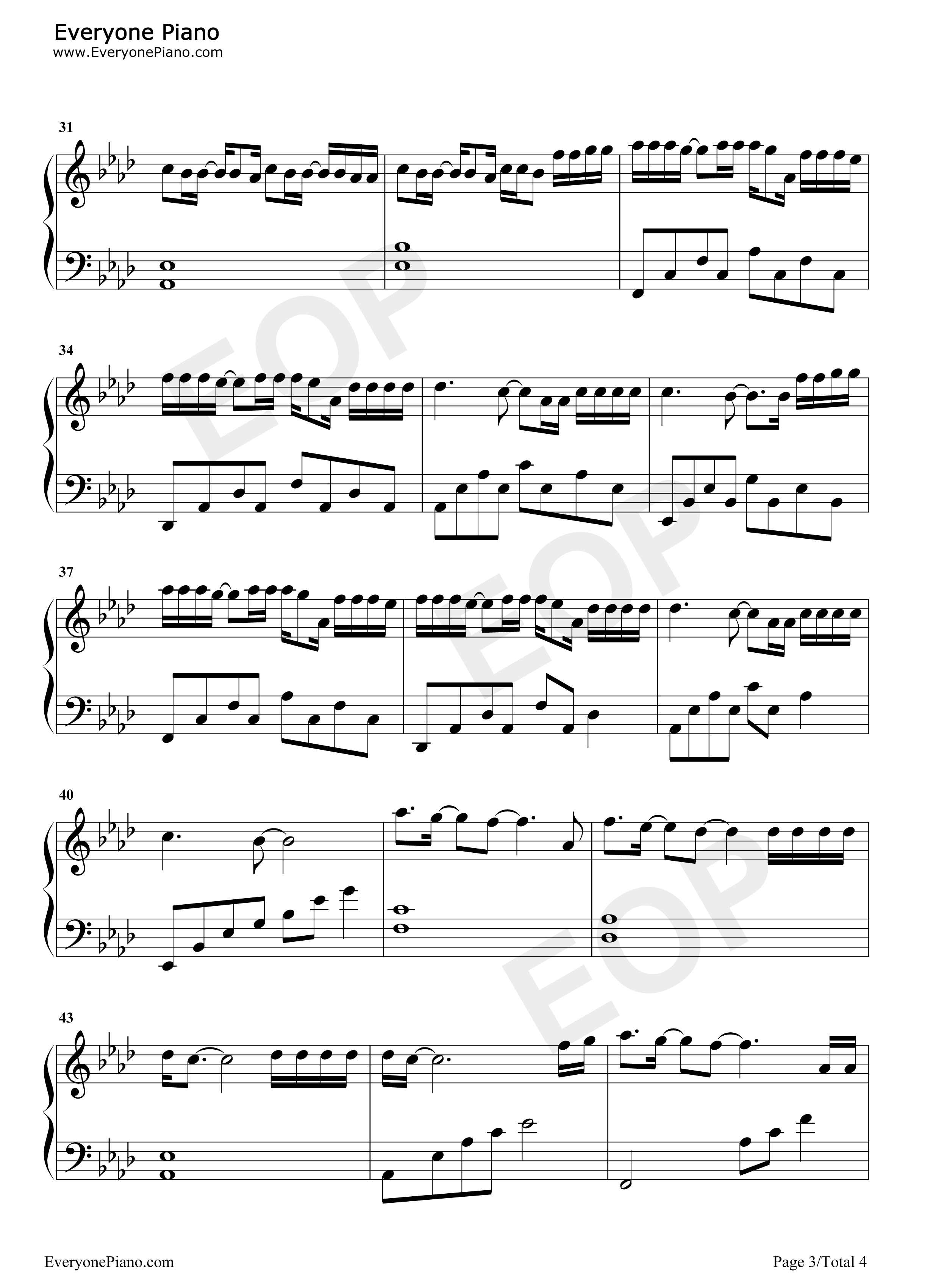 透明钢琴谱_邓紫棋