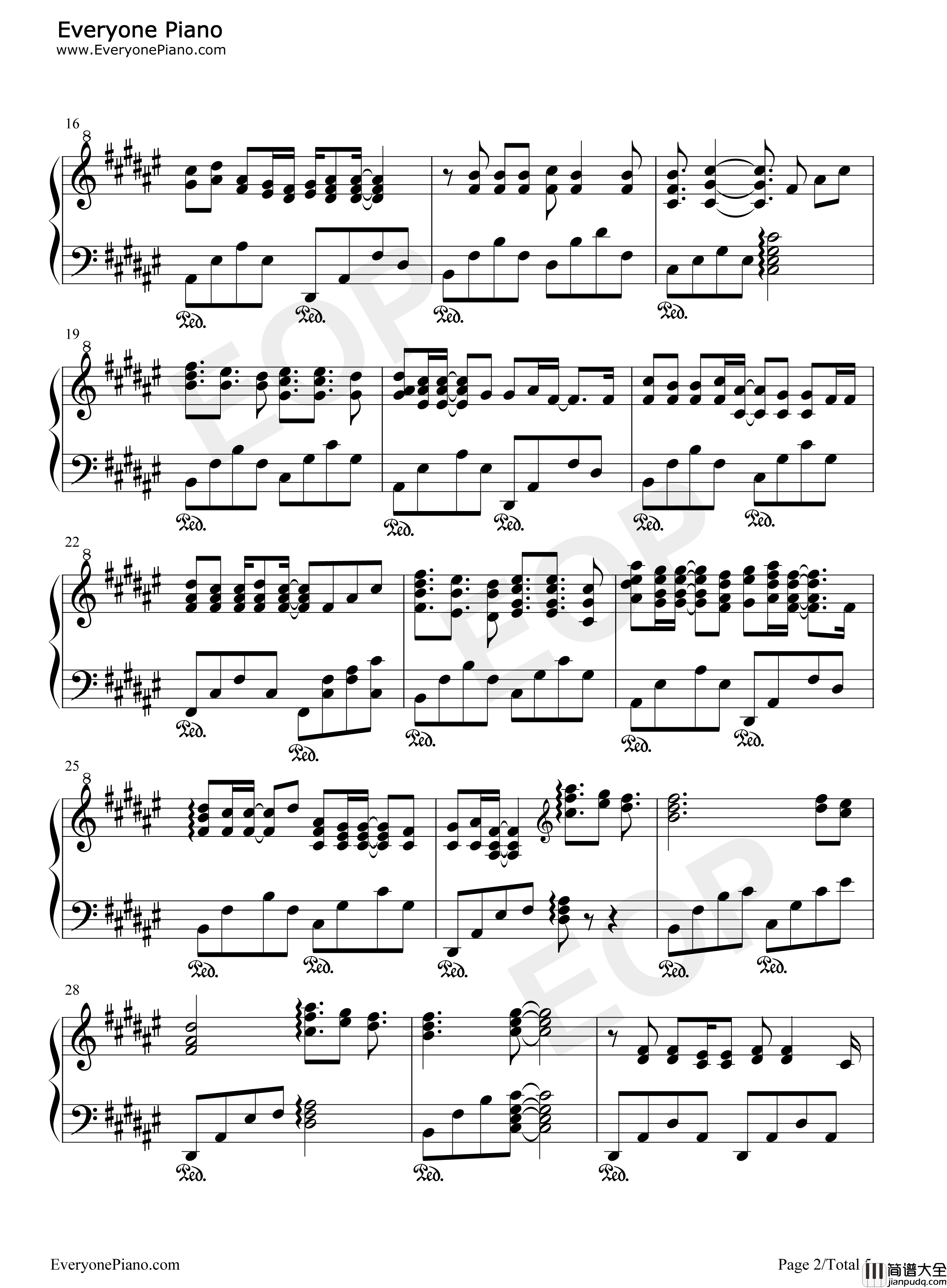 用心把天空锁住钢琴谱_DEW_the_star_5