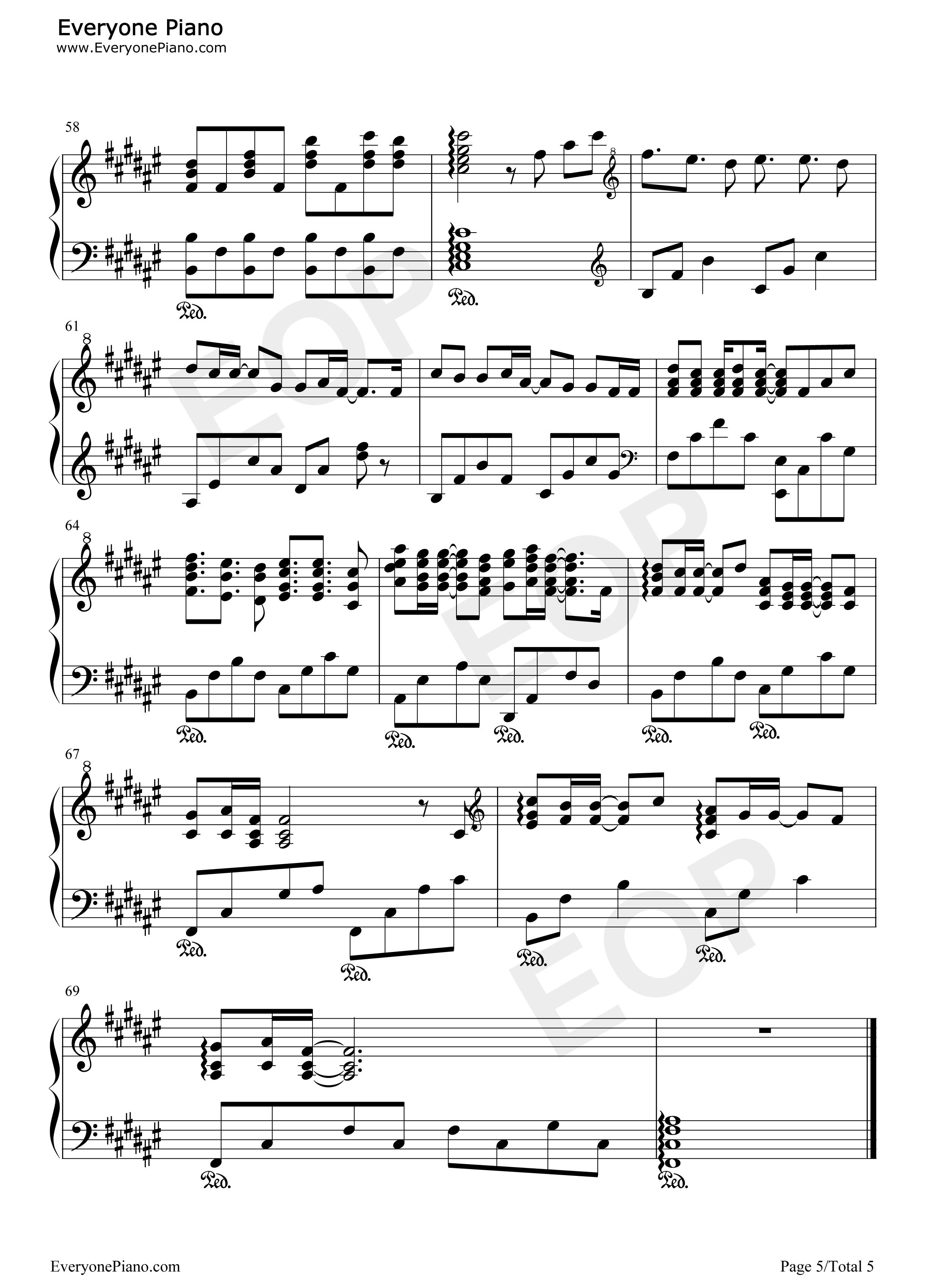 用心把天空锁住钢琴谱_DEW_the_star_5