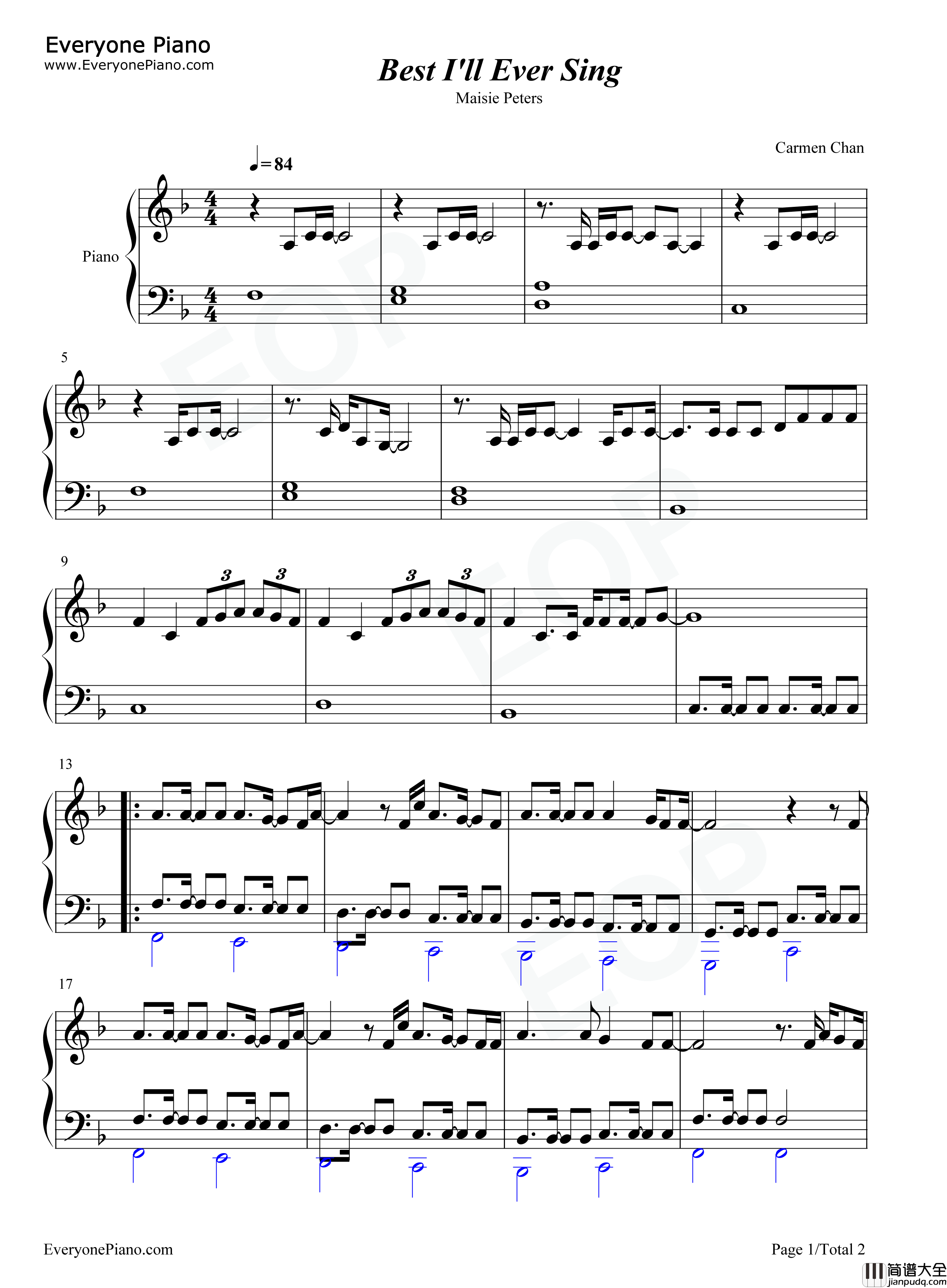 Best_Ill_Ever_Sing钢琴谱_Maisie_Peters