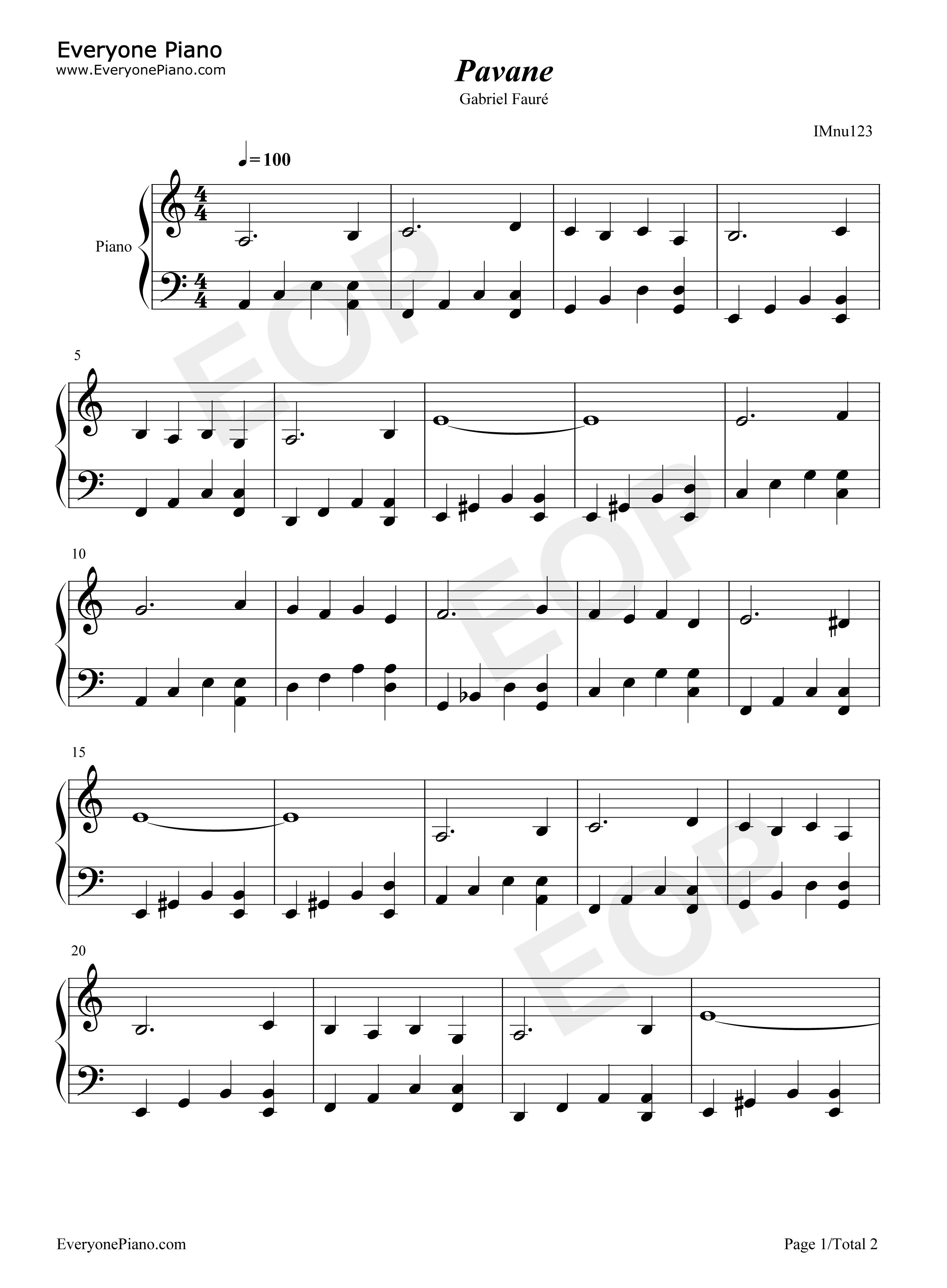 Pavane钢琴谱_Gabriel_Fauré