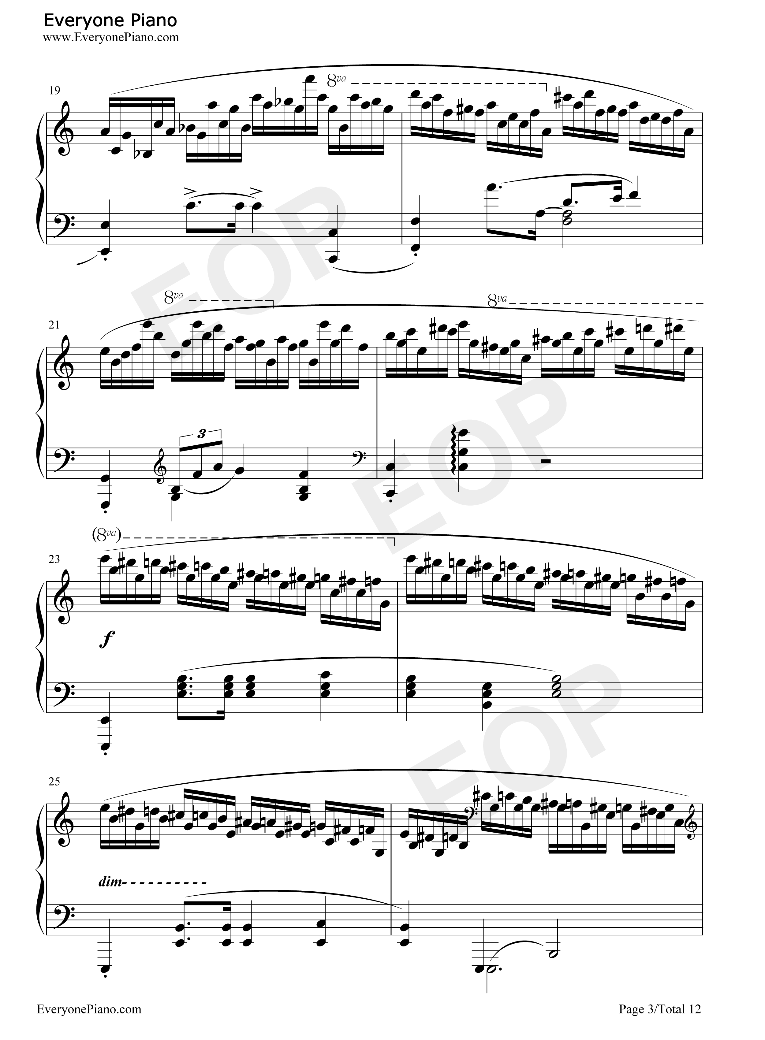 肖邦练习曲第23首钢琴谱_肖邦