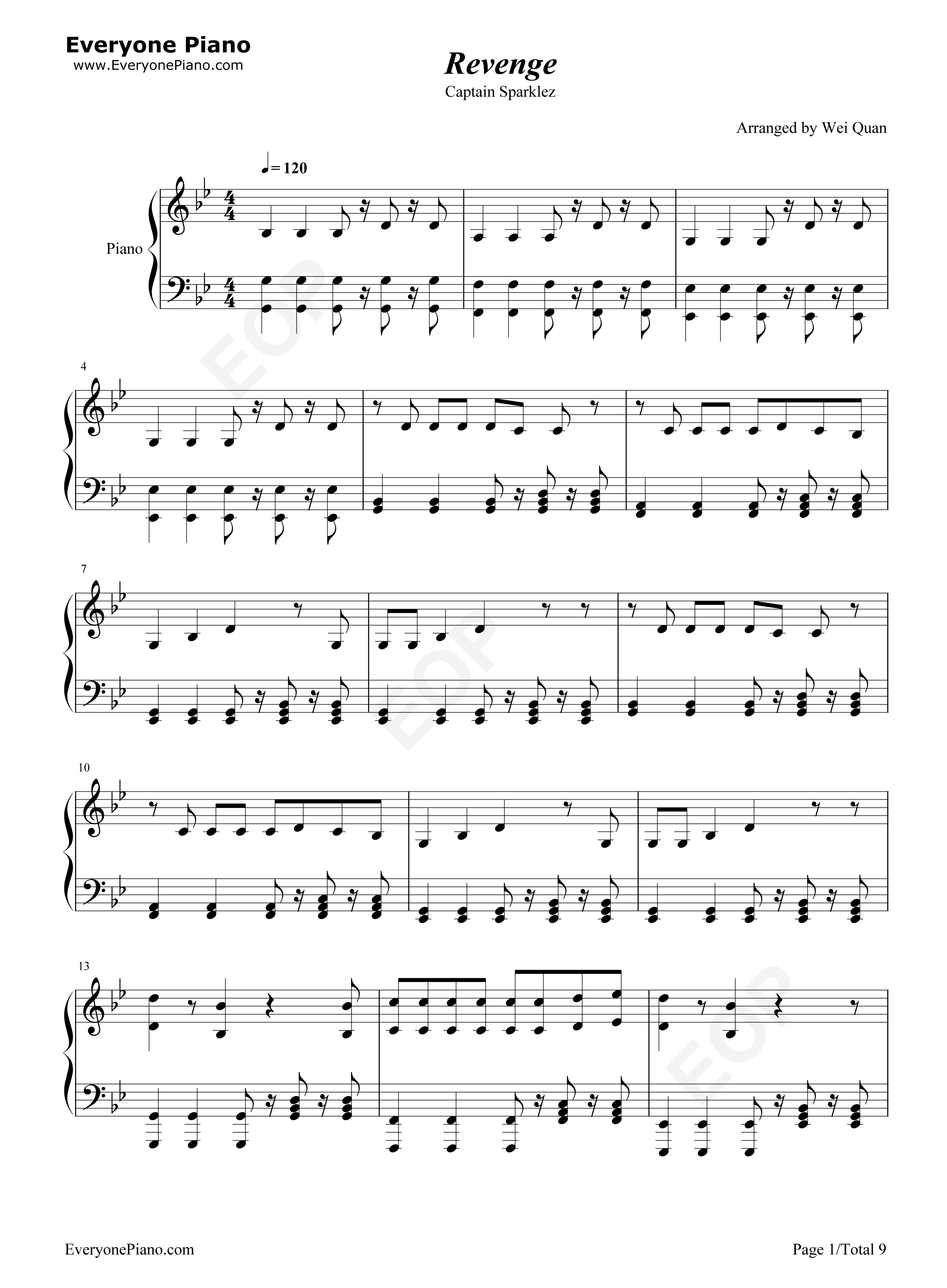 Revenge钢琴谱_Tryhardninja_Captainsparklez
