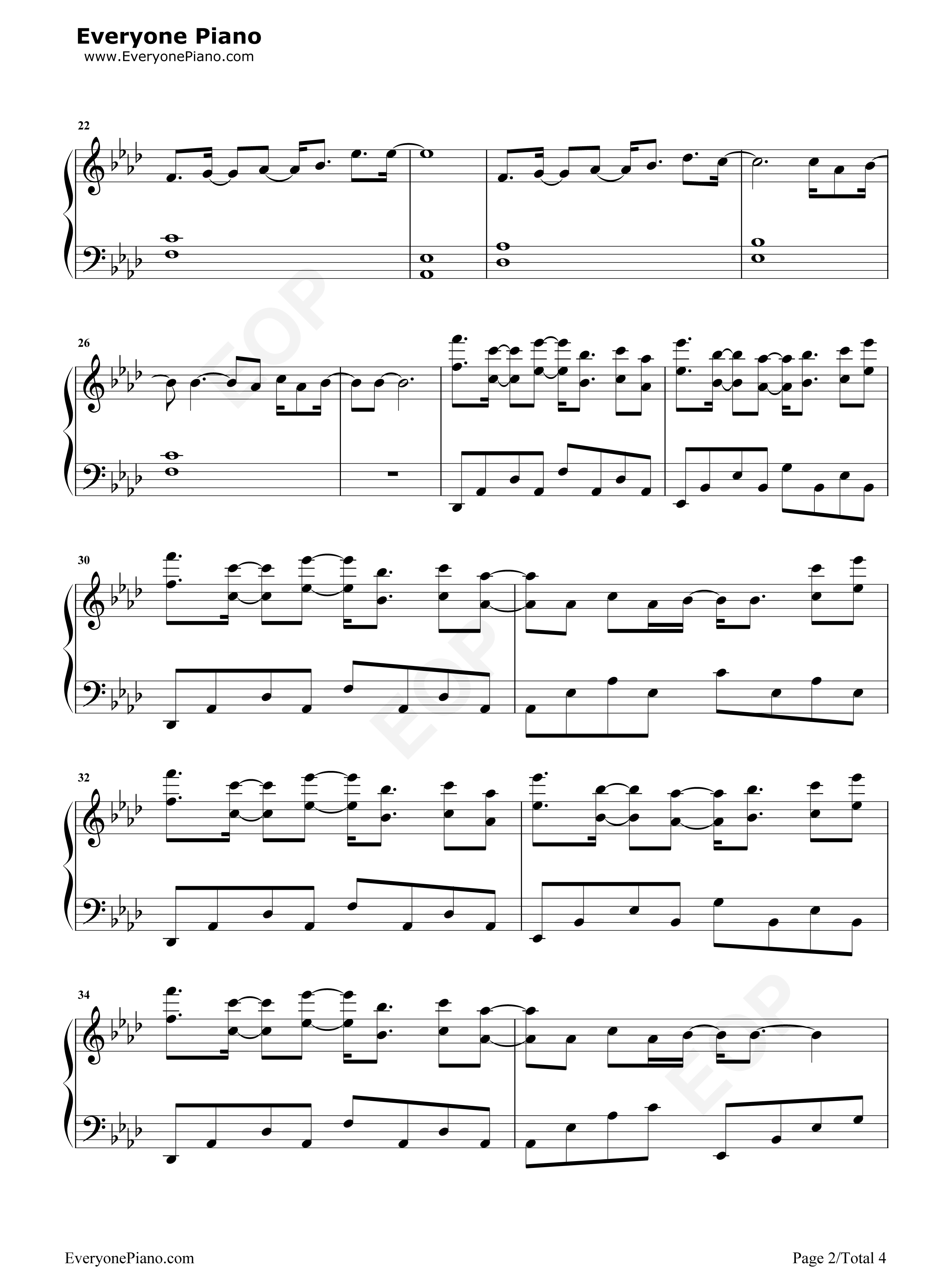 多美丽钢琴谱_邓紫棋