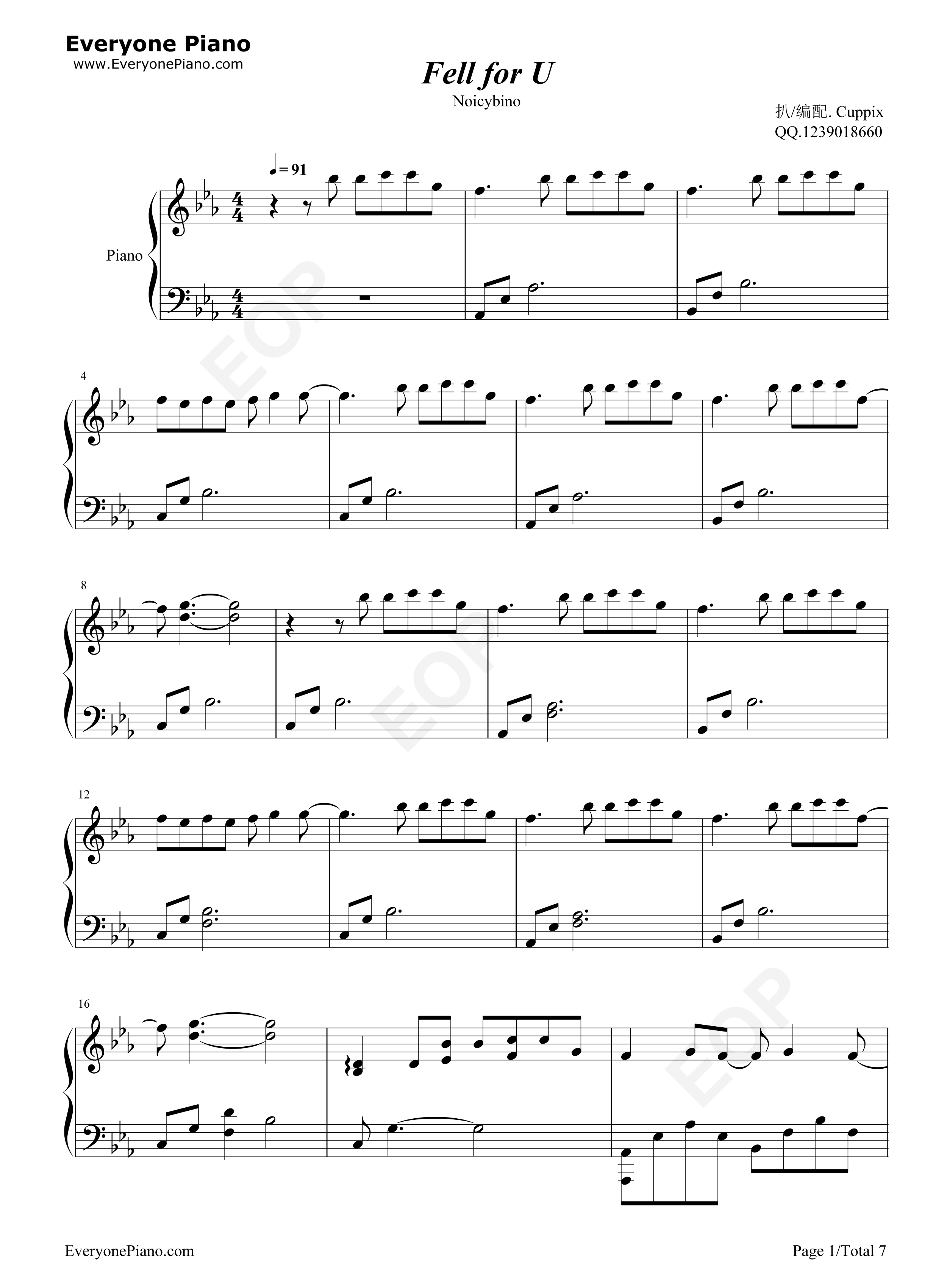 Fell_for_U钢琴谱_Noicybino