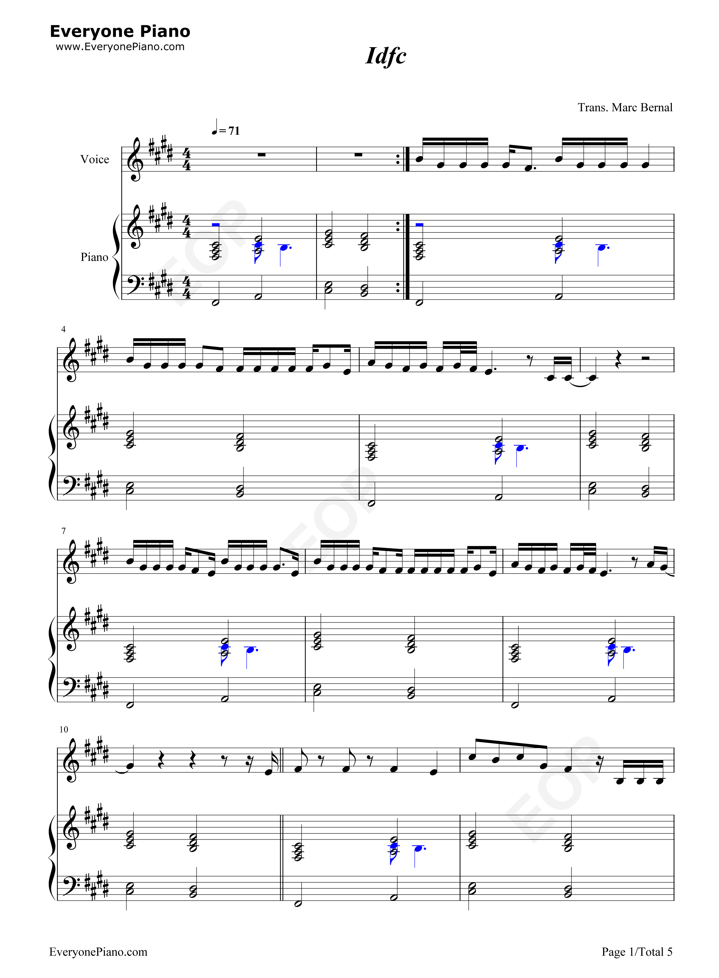 Idfc钢琴谱_Blackbear
