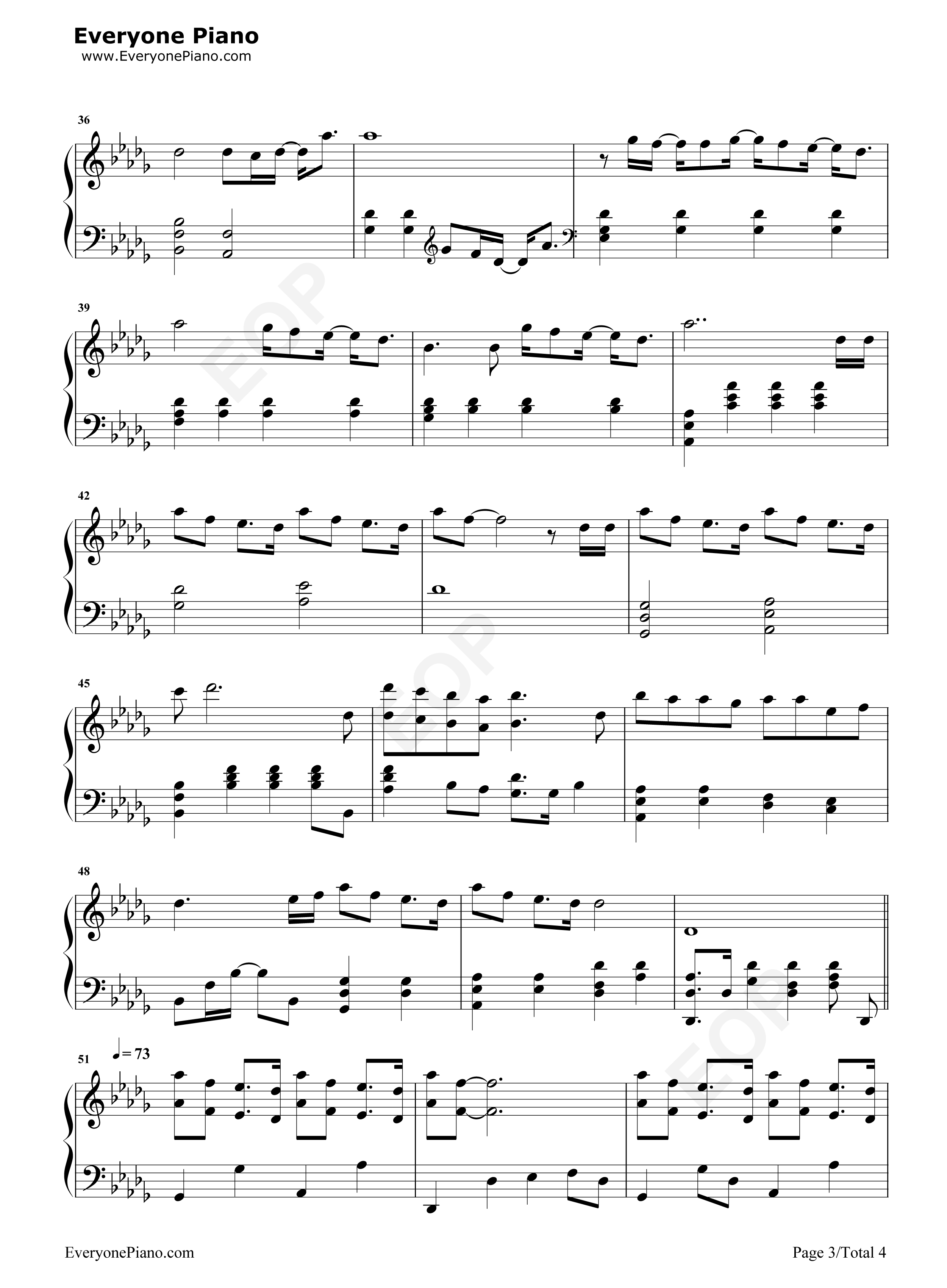 平凡天使钢琴谱_邓紫棋