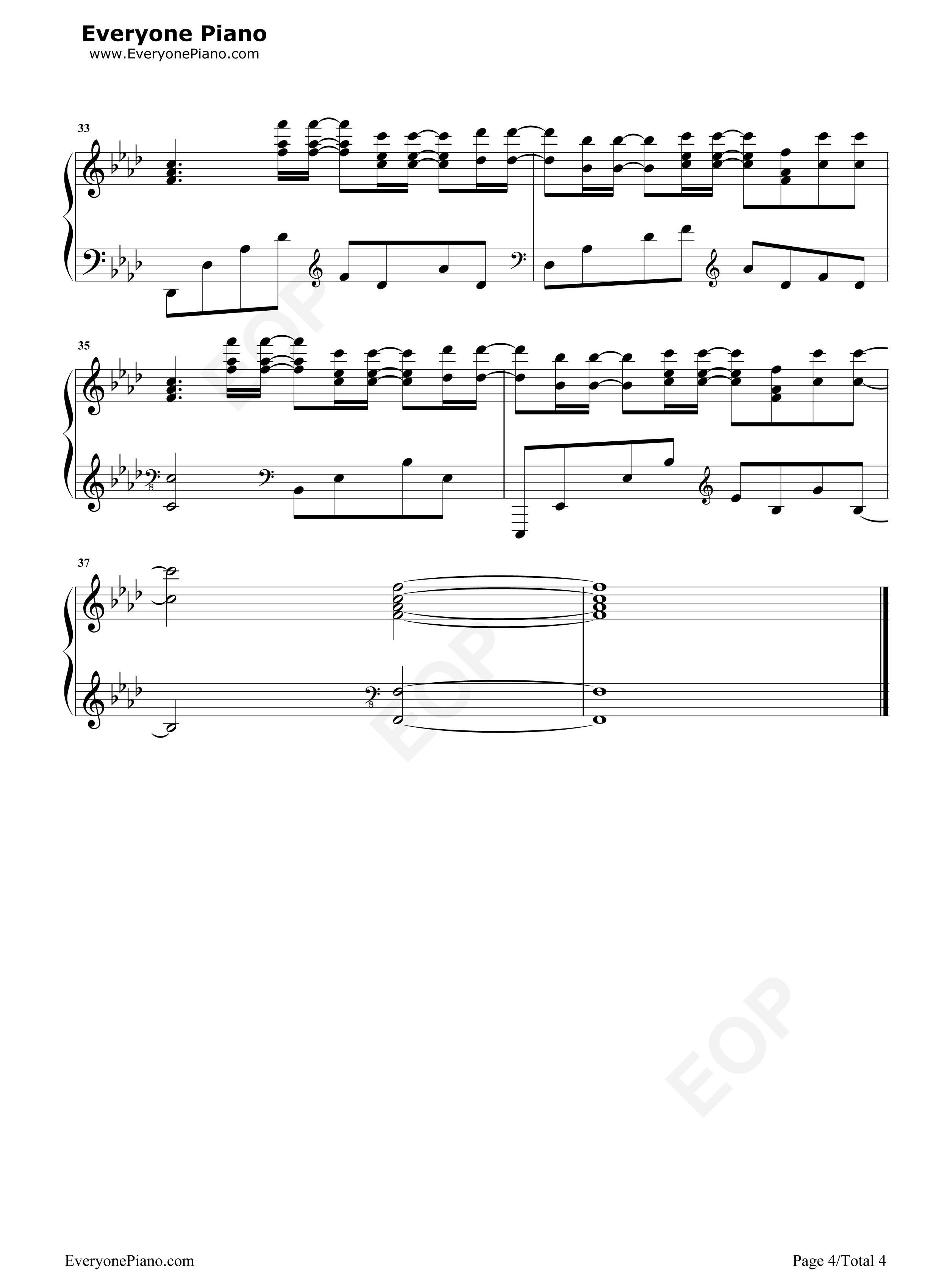 只因你太美钢琴谱_蔡徐坤