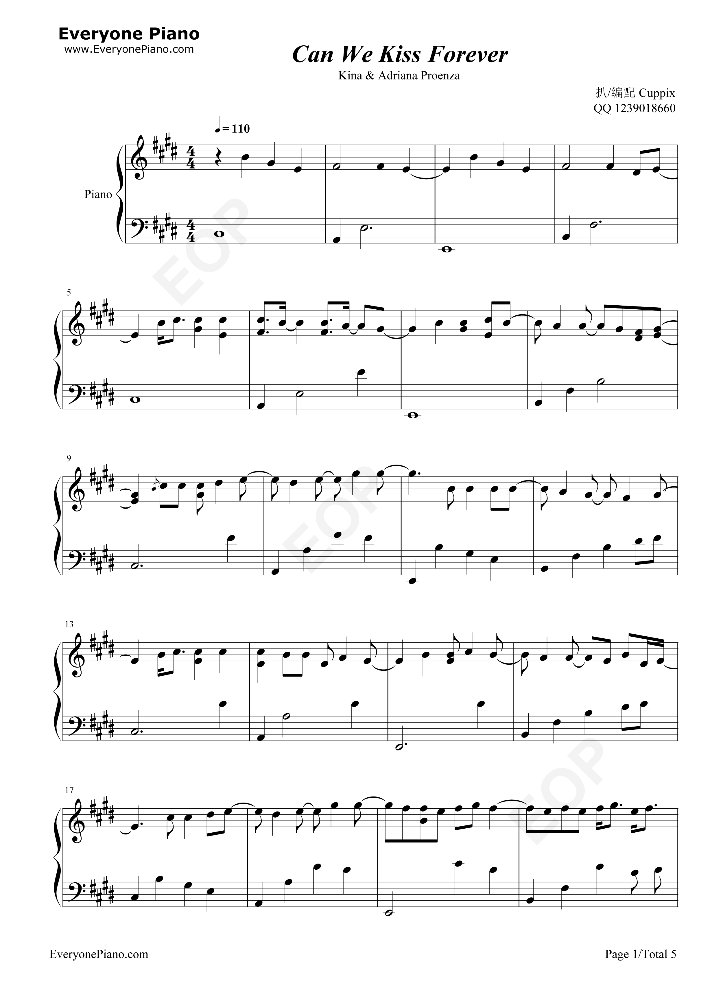 Can_We_Kiss_Forever钢琴谱_Kina_Adriana_Proenza