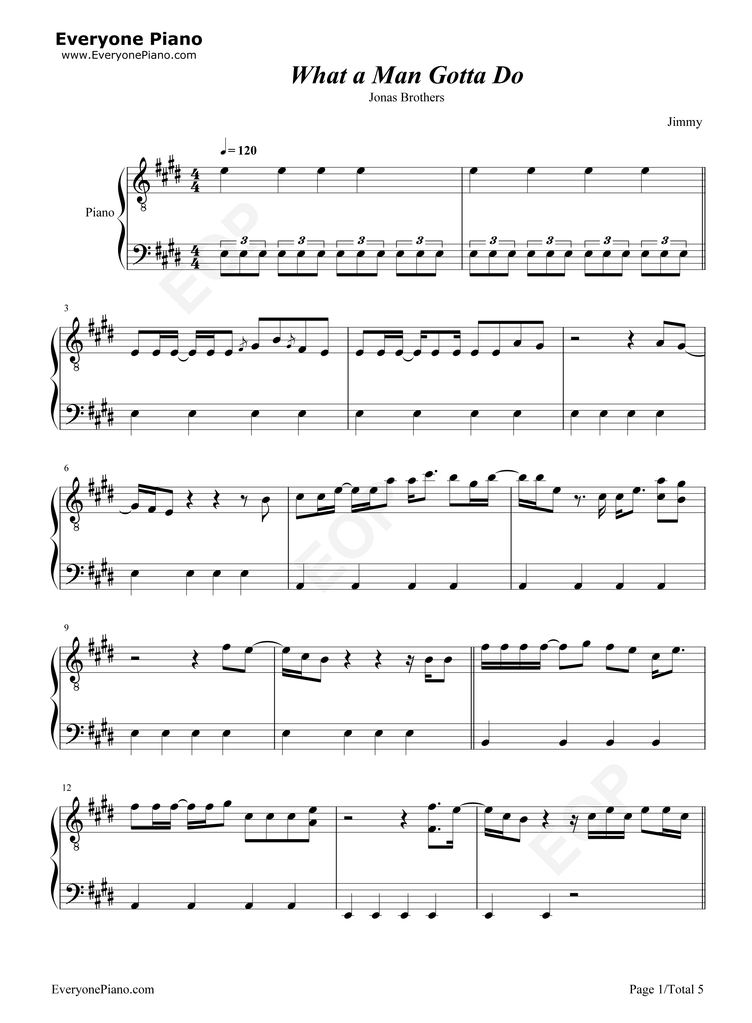 What_a_Man_Gotta_Do钢琴谱_Jonas_Brothers