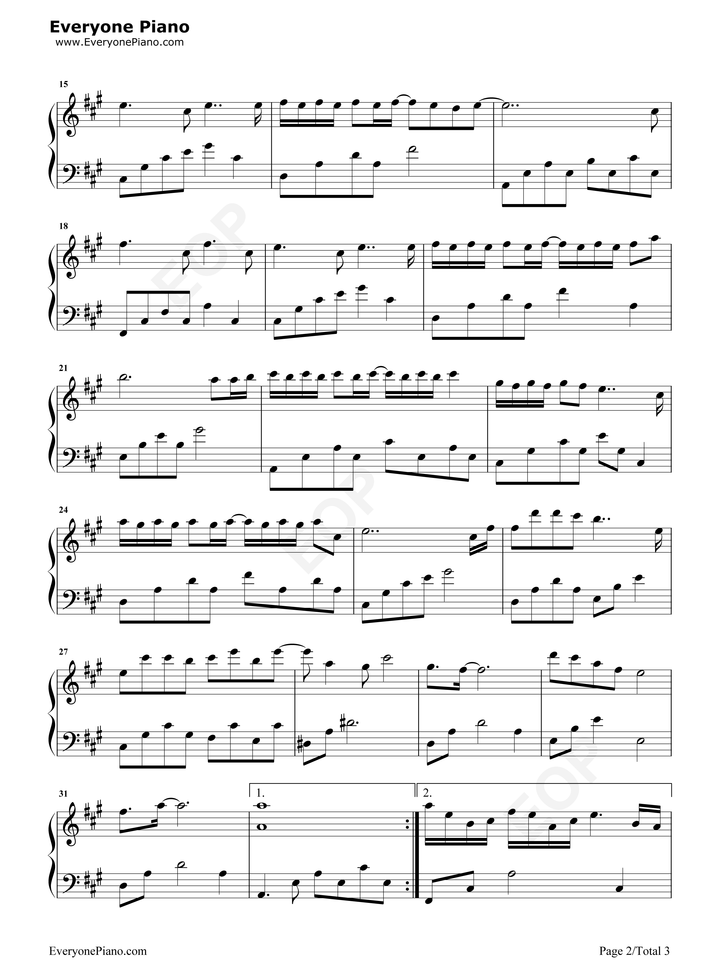 偏偏钢琴谱_迪丽热巴_汪苏泷