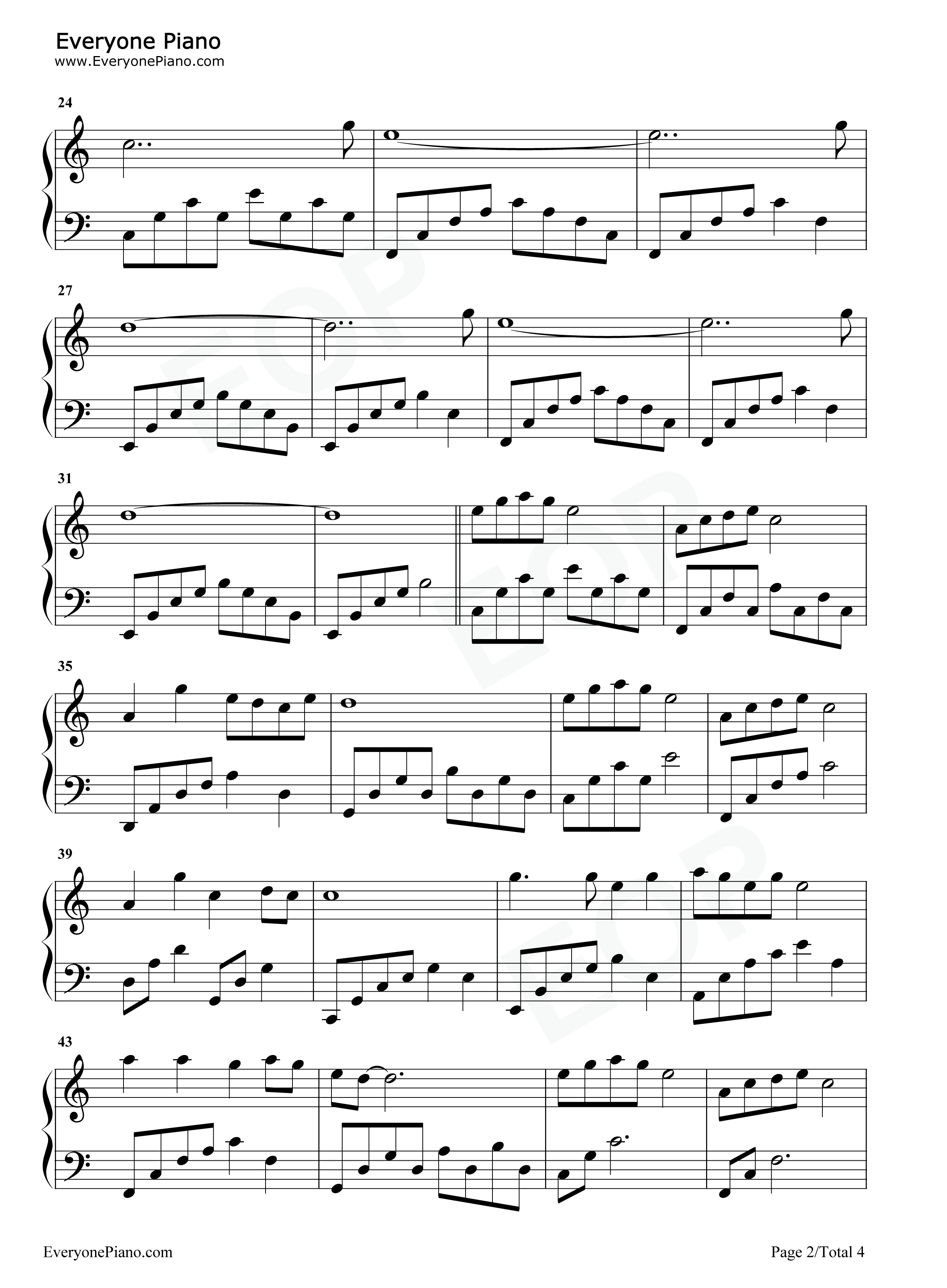 岁岁平安钢琴谱_李宇春_肖战