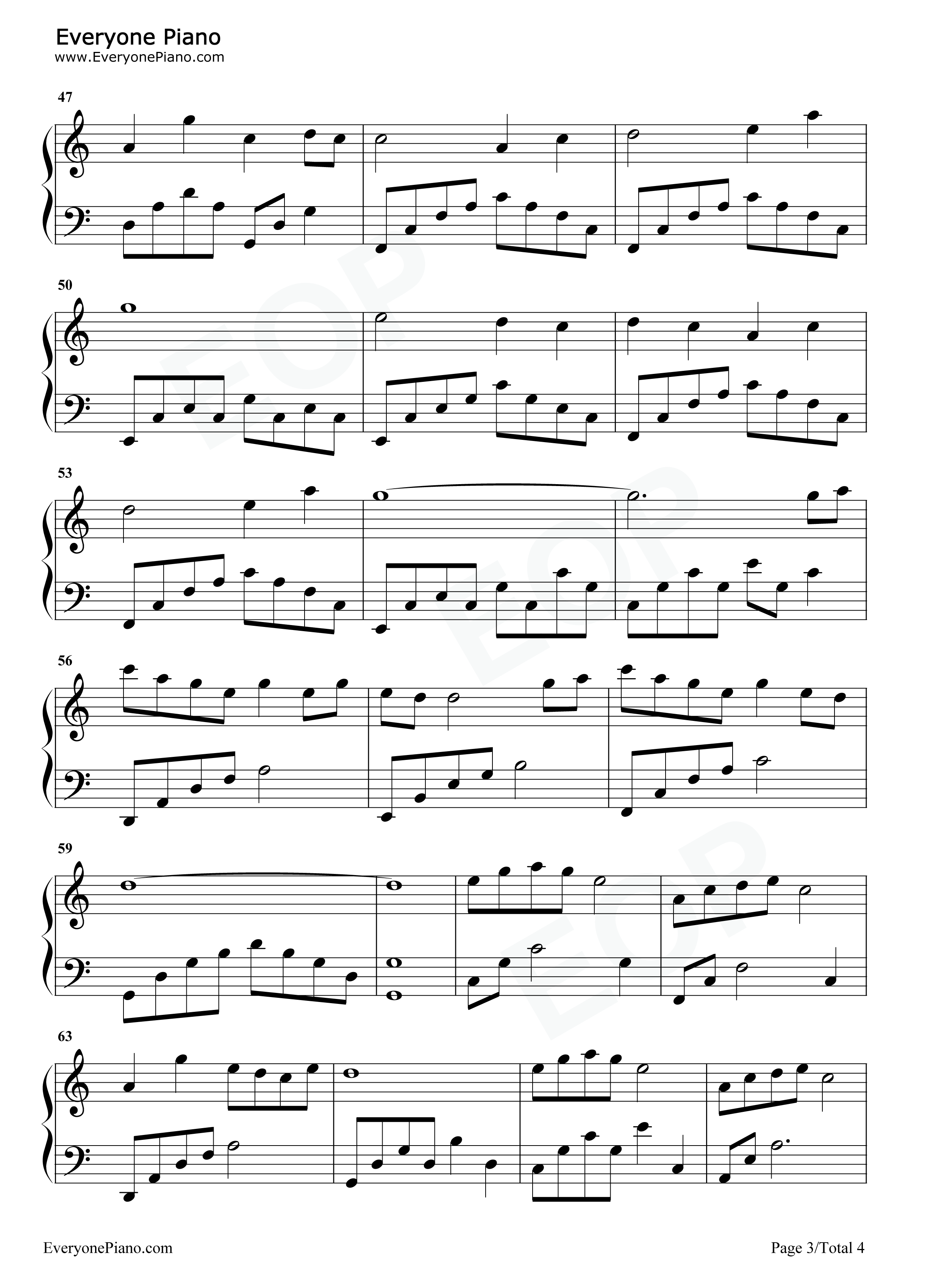 岁岁平安钢琴谱_李宇春_肖战