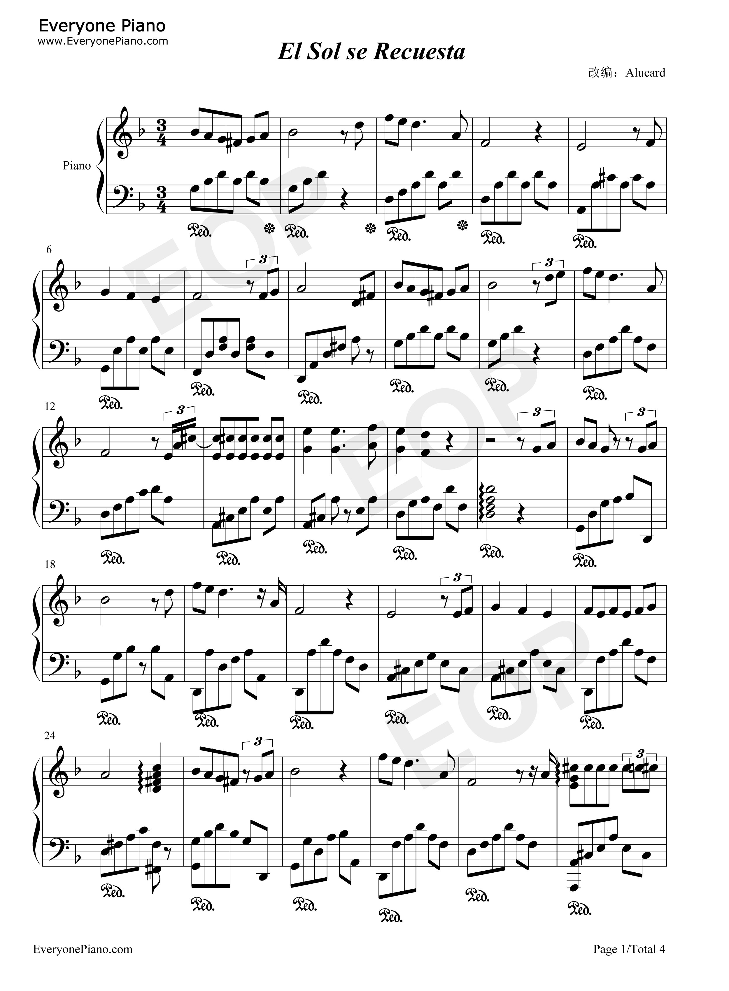 El_Sol_se_Recuesta钢琴谱_Edison