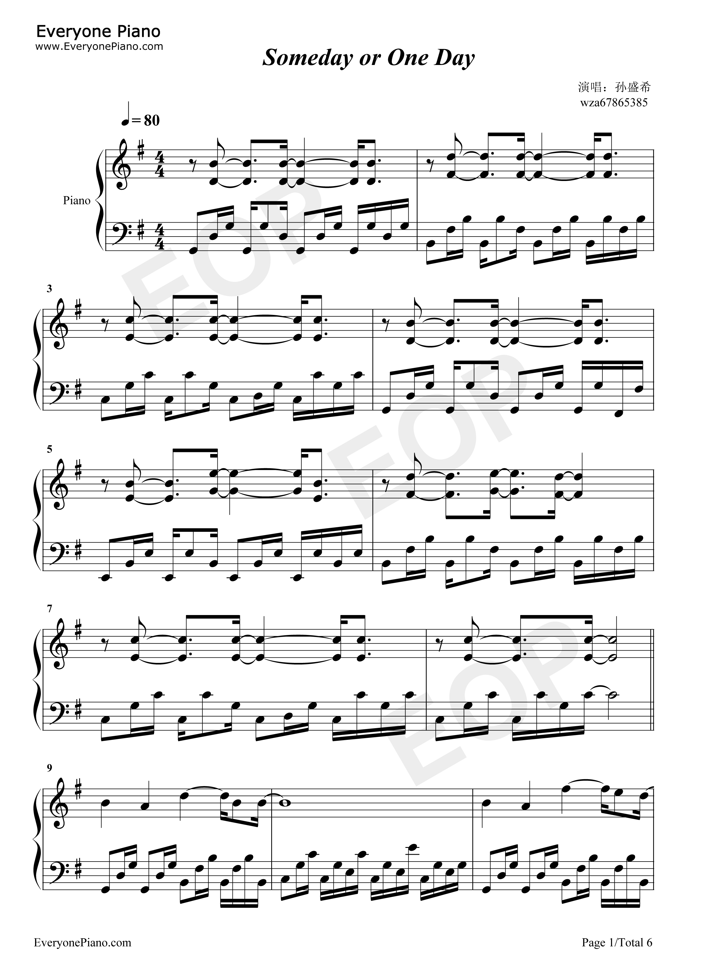 Someday_or_One_Day钢琴谱_孙盛希
