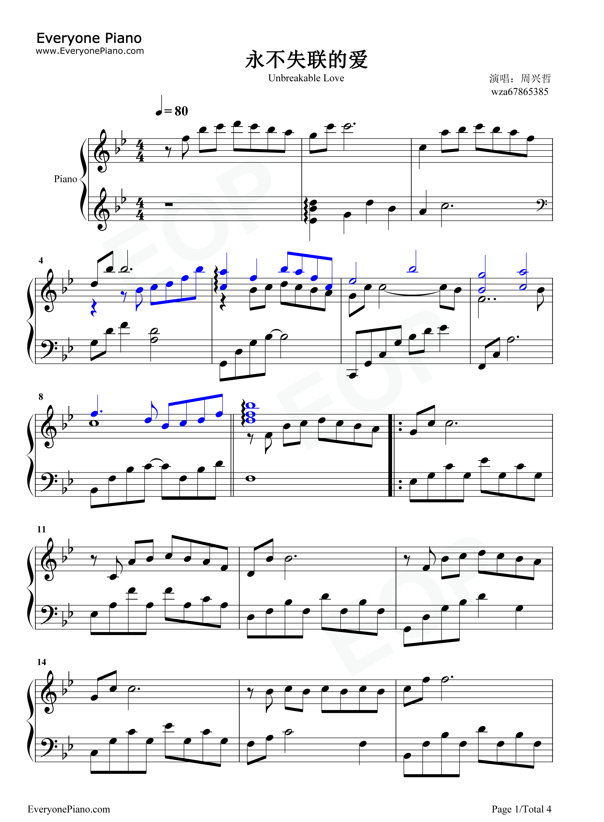 永不失联的爱钢琴谱_周兴哲
