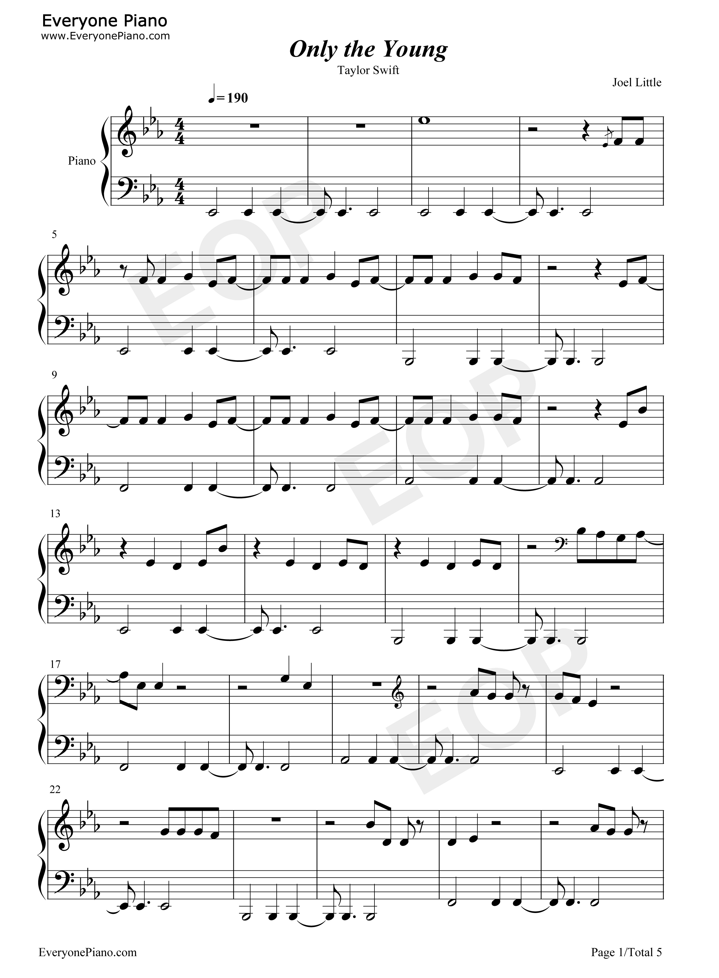 Only_the_Young钢琴谱_Taylor_Swift