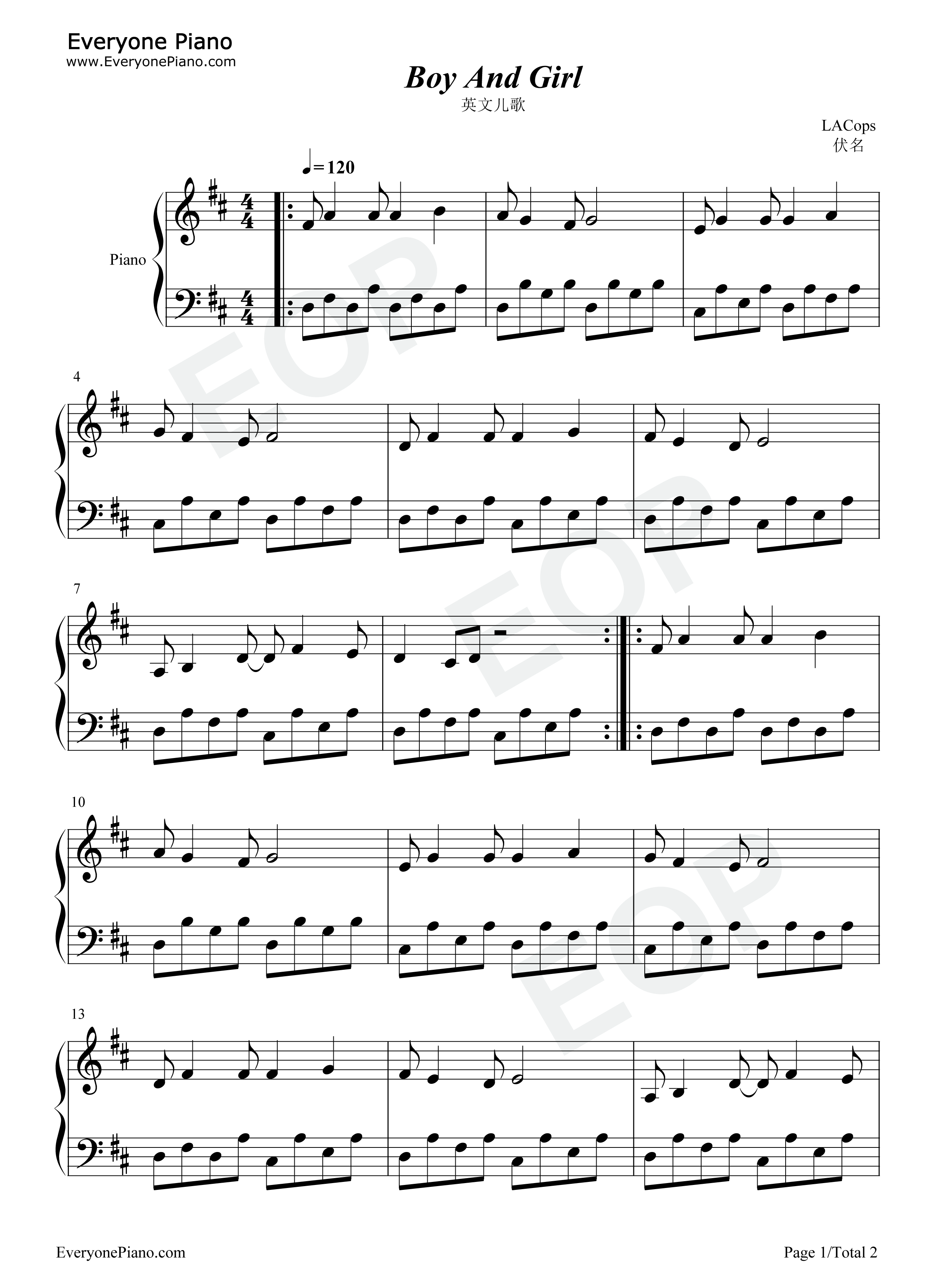 Boy_And_Girl钢琴谱_未知