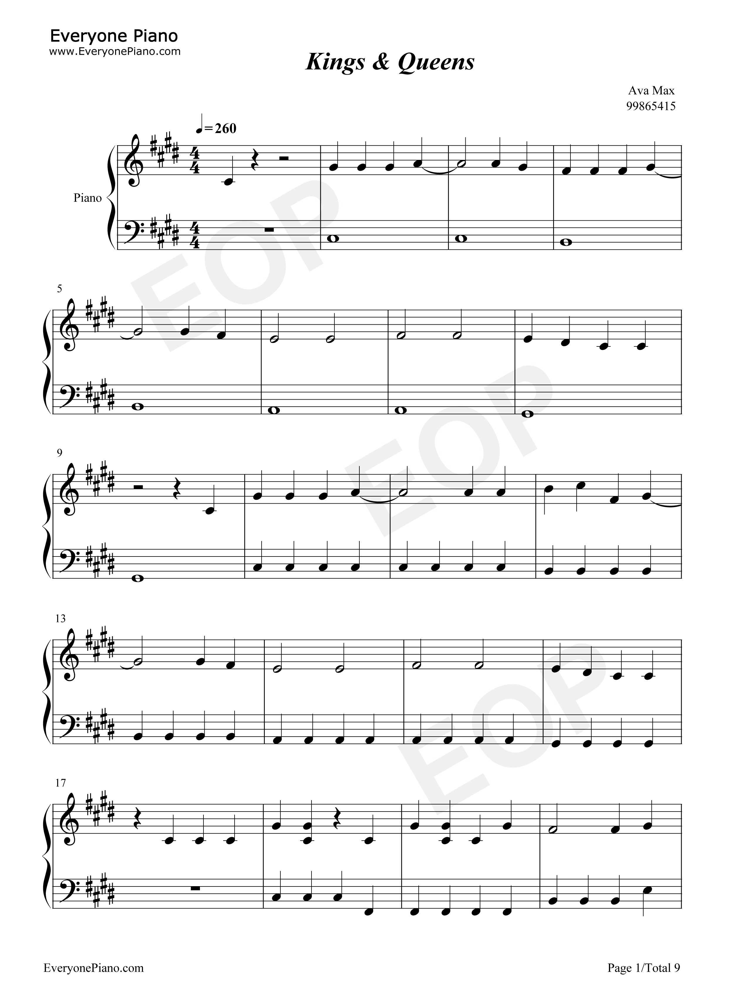 Kings_Queens钢琴谱_Ava_Max