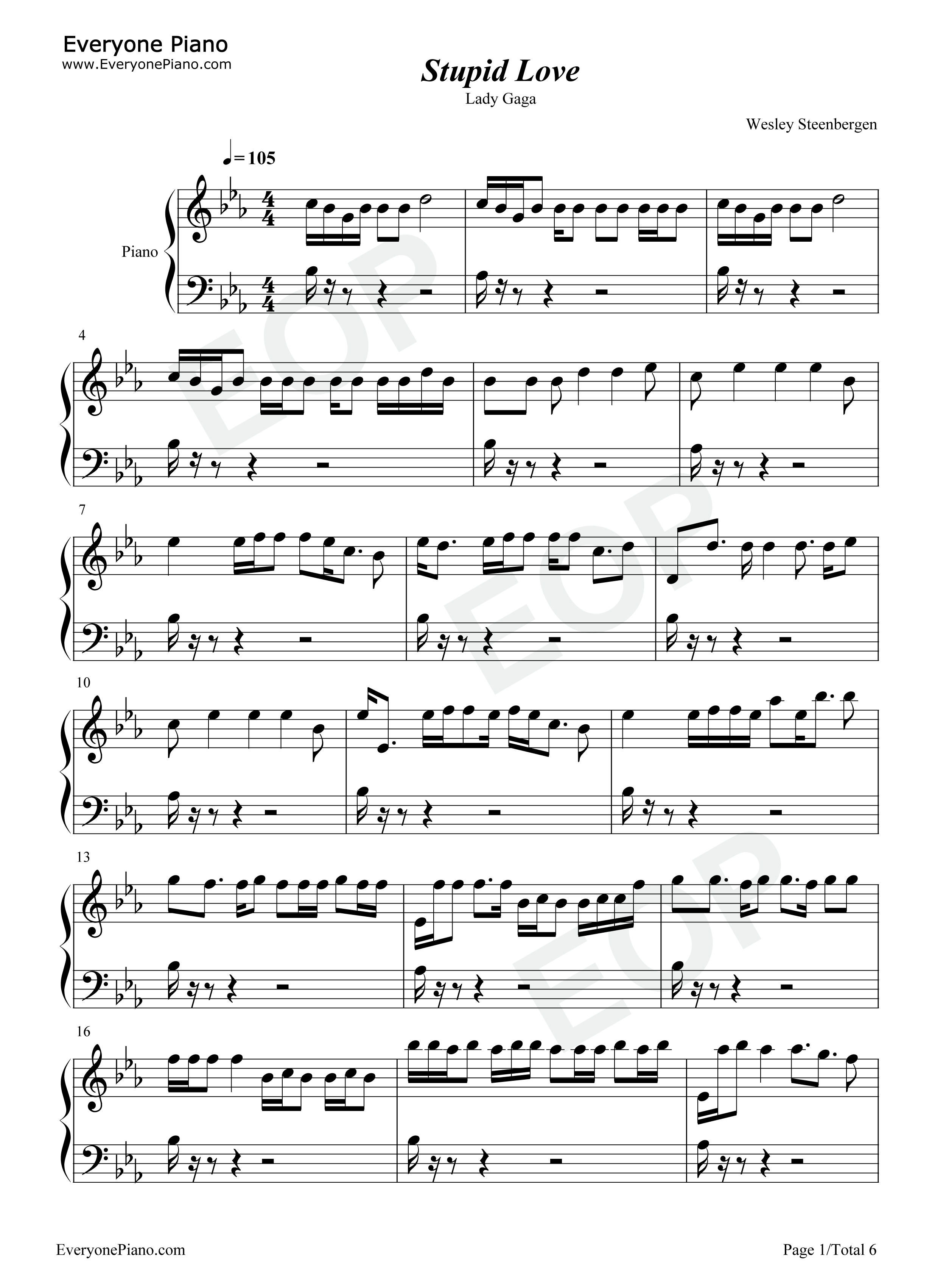 Stupid_Love钢琴谱_Lady_Gaga