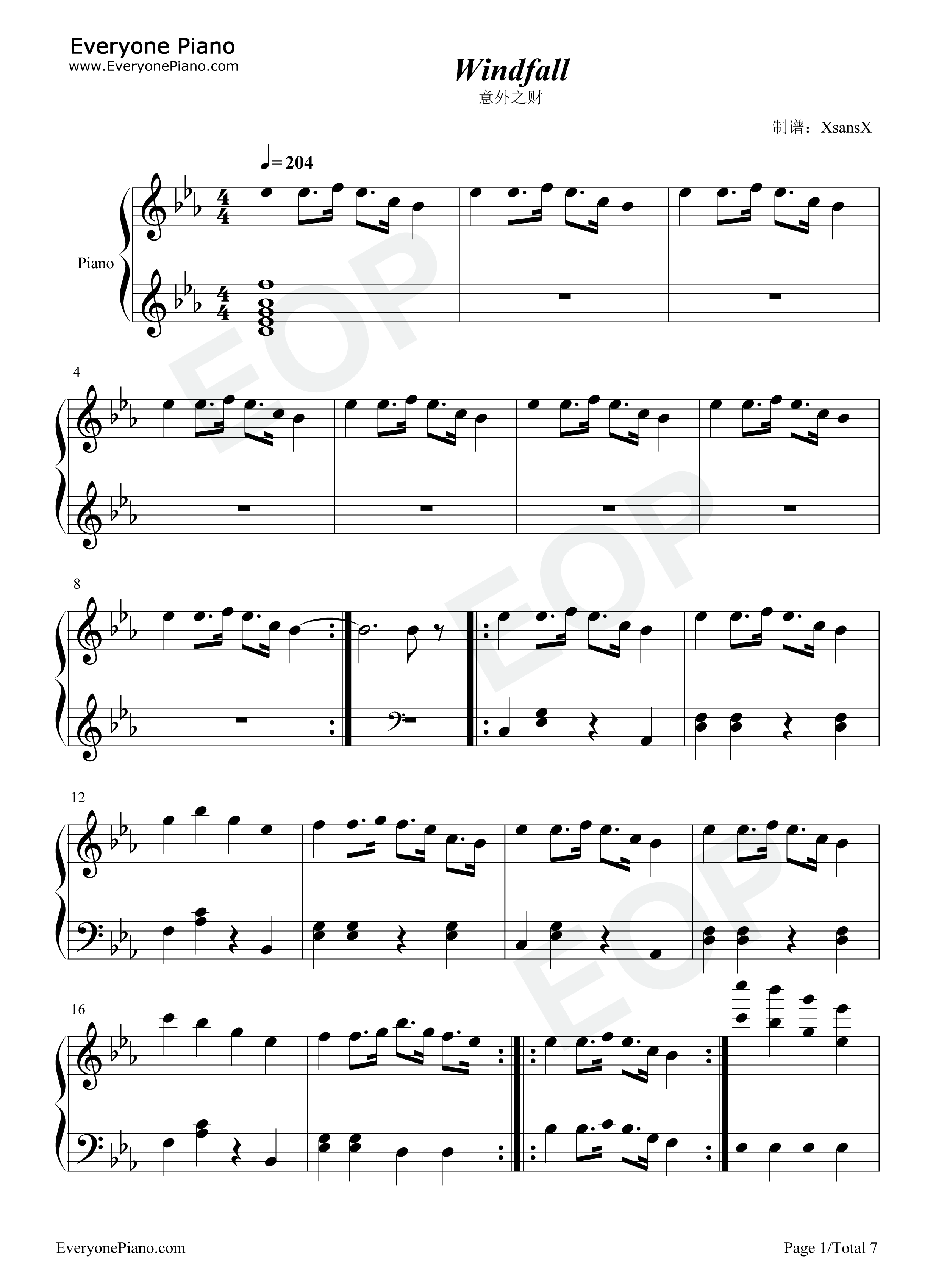 Windfall钢琴谱_TheFatRat