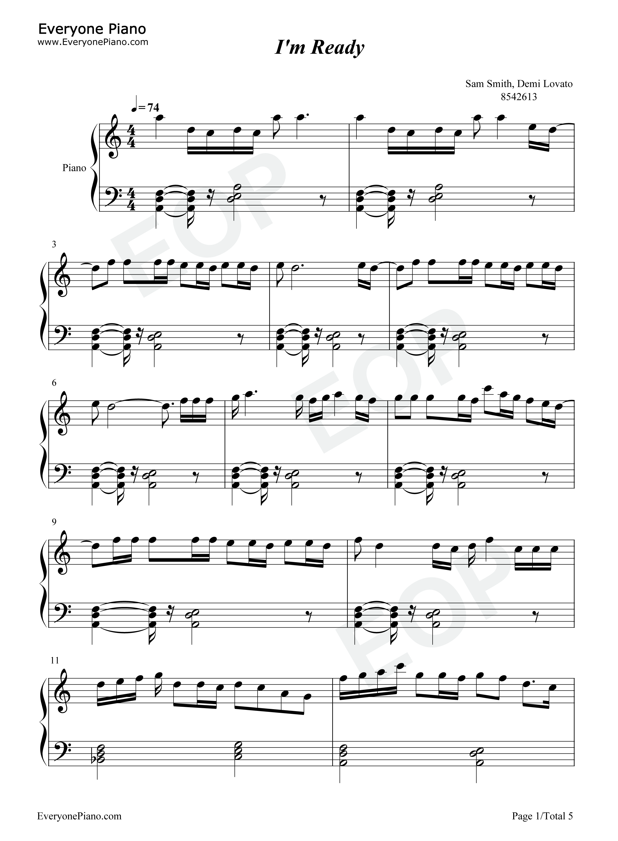 Im_Ready钢琴谱_Sam_Smith_Demi_Lovato