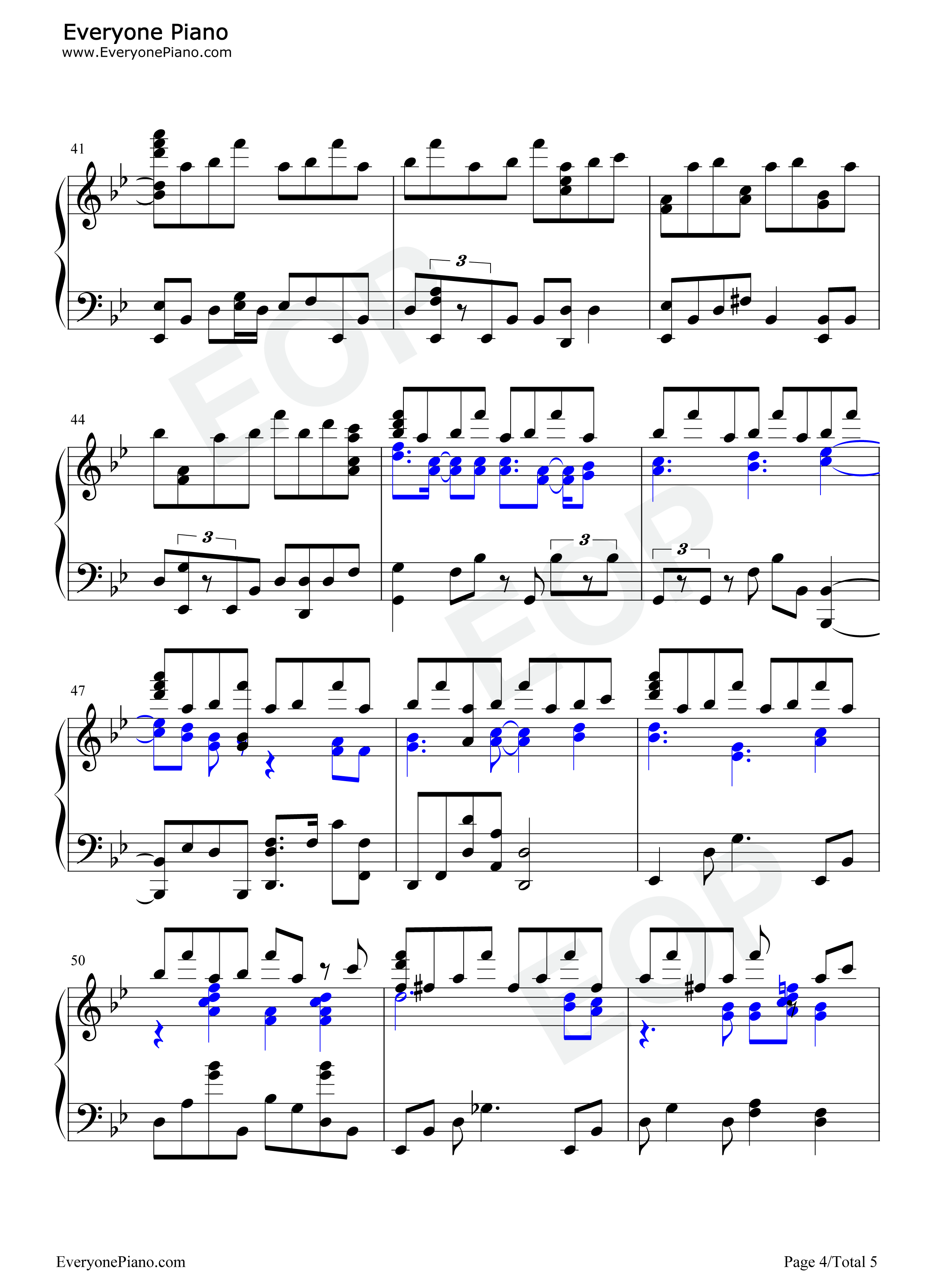 鏡面の波钢琴谱_YURiKA