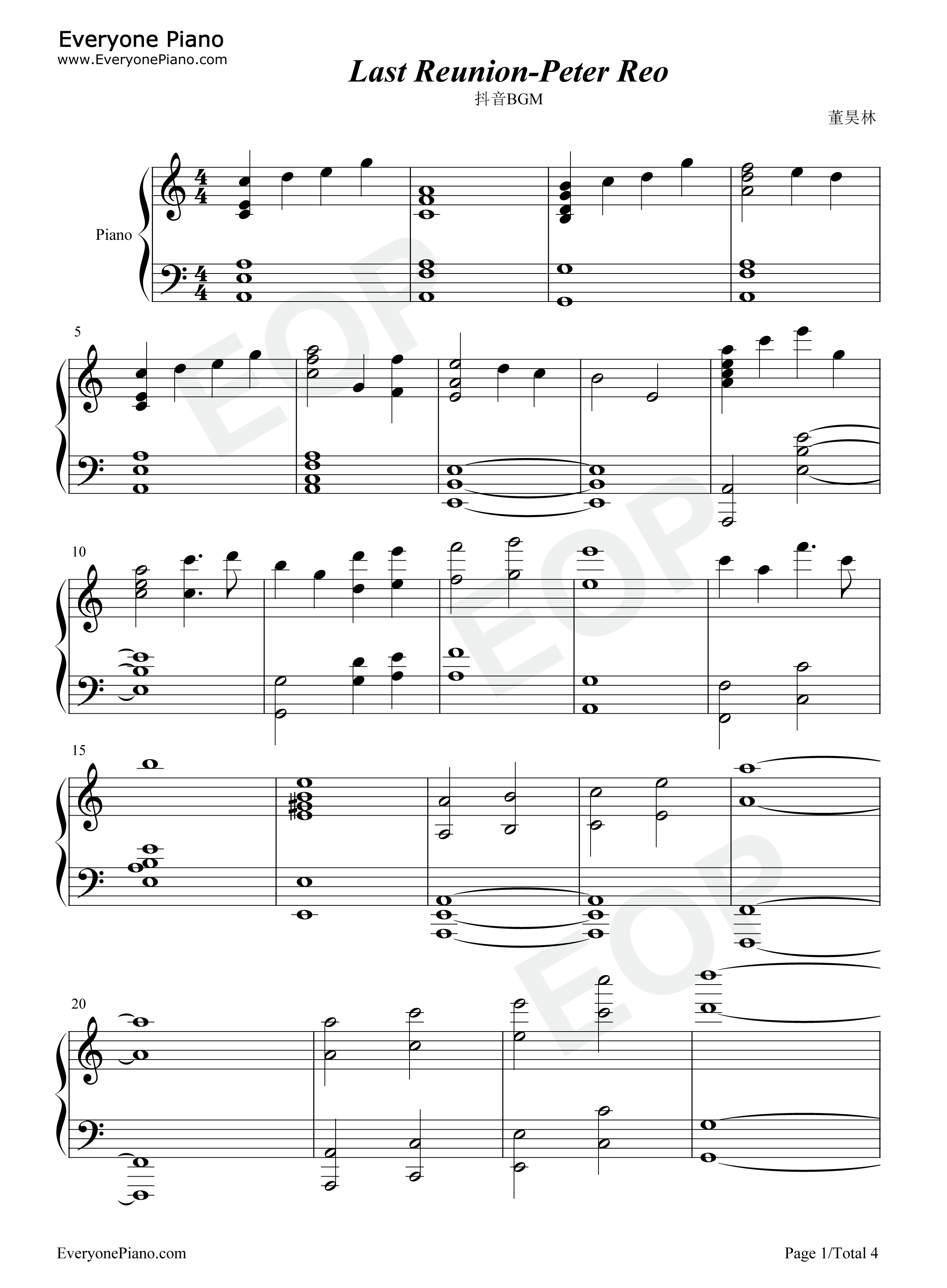 Last_Reunion钢琴谱_Peter_Reo