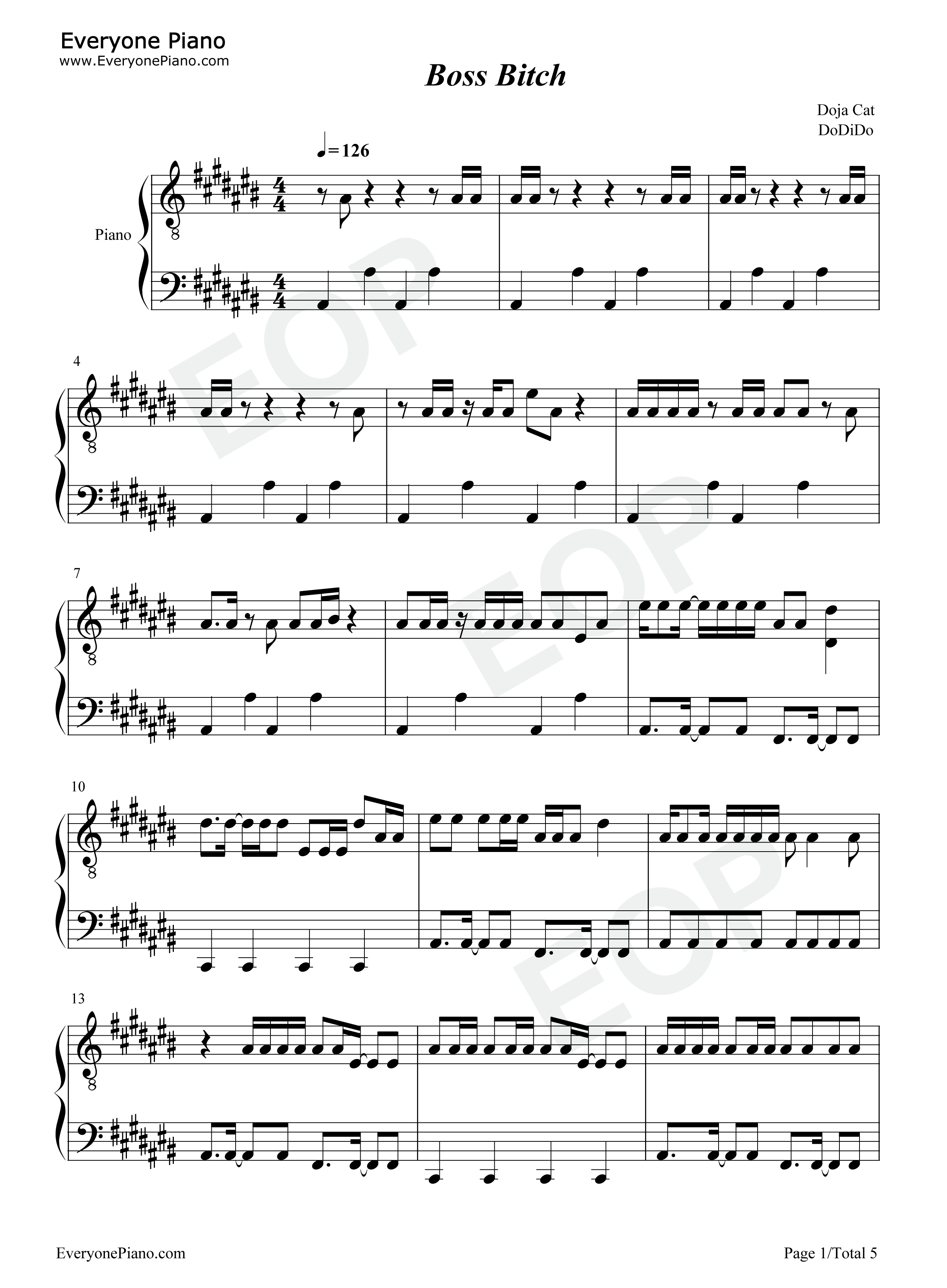 Boss_Bitch钢琴谱_Doja_Cat
