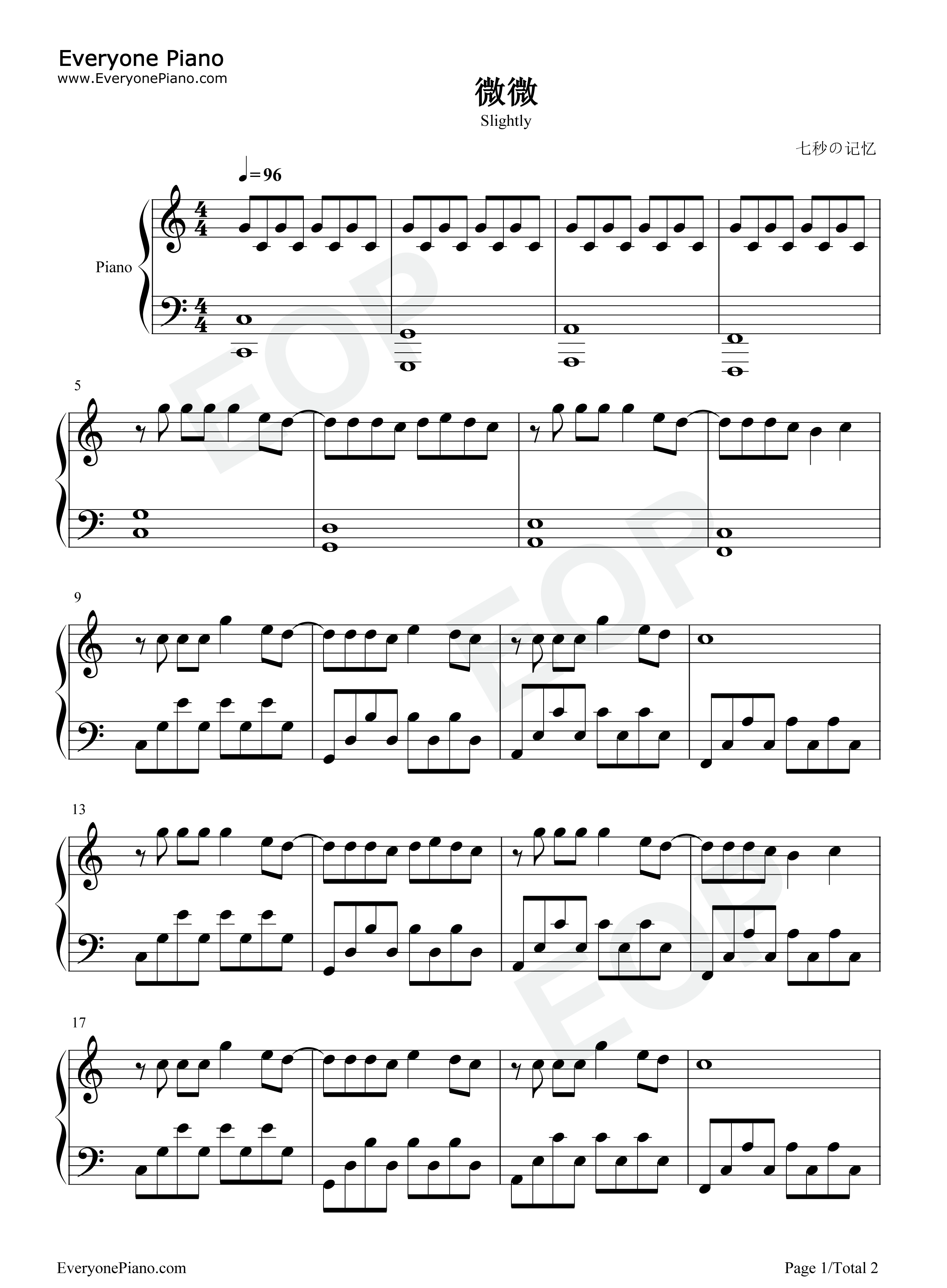 微微钢琴谱_傅如乔