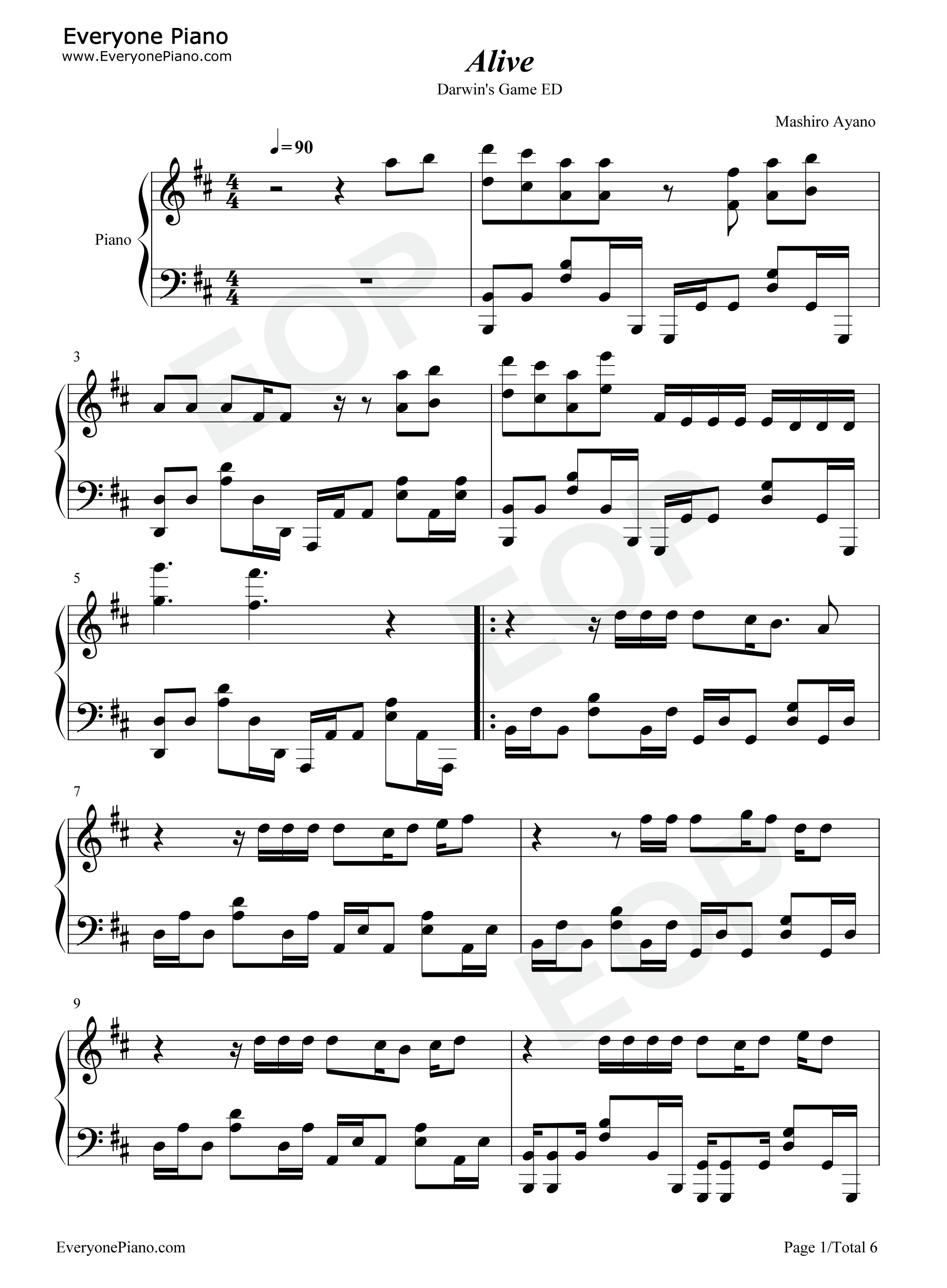 Alive钢琴谱_绫野真白