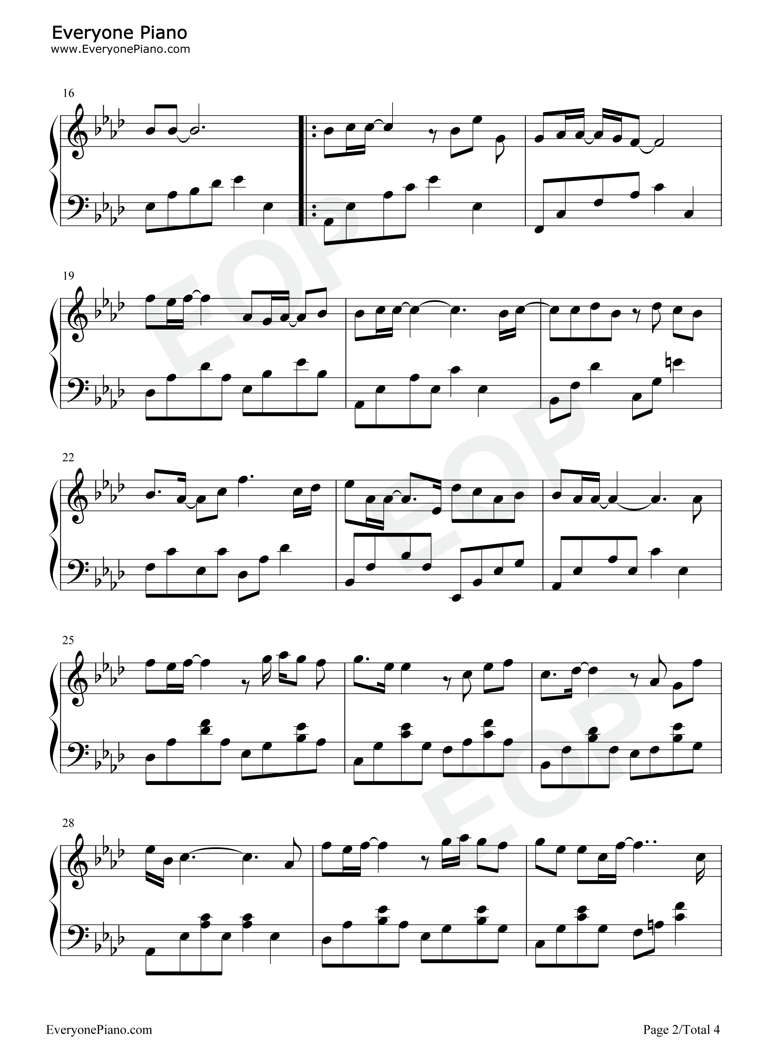 再见一面钢琴谱_于文文