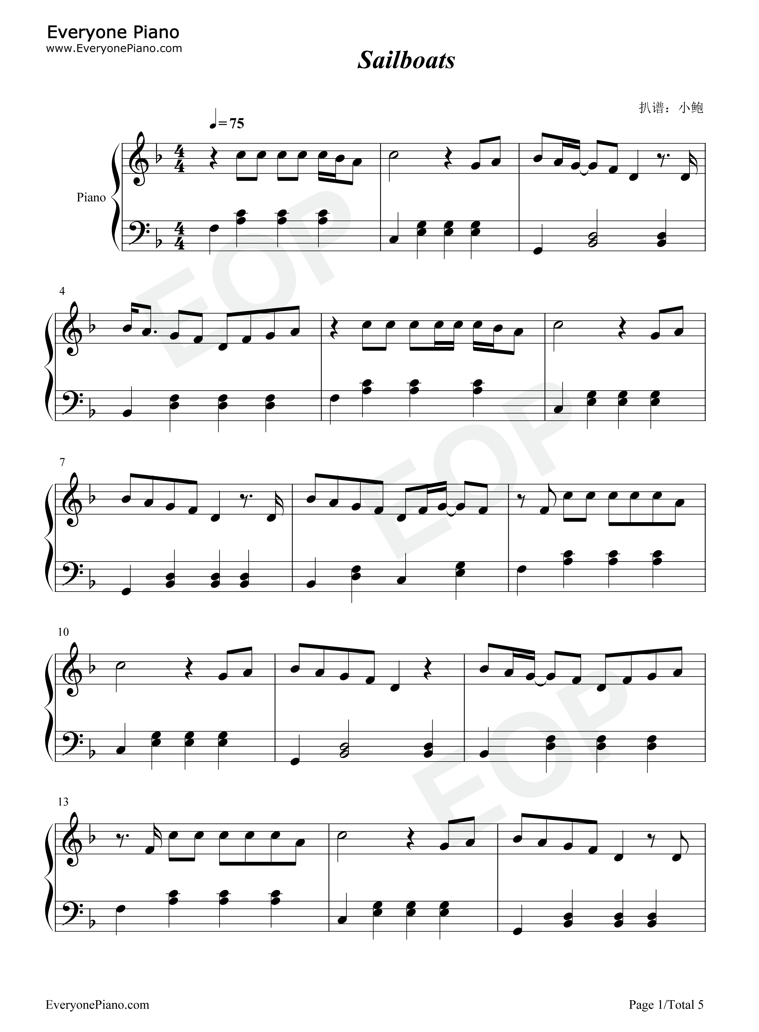 Sailboats钢琴谱_Sky_Sailing