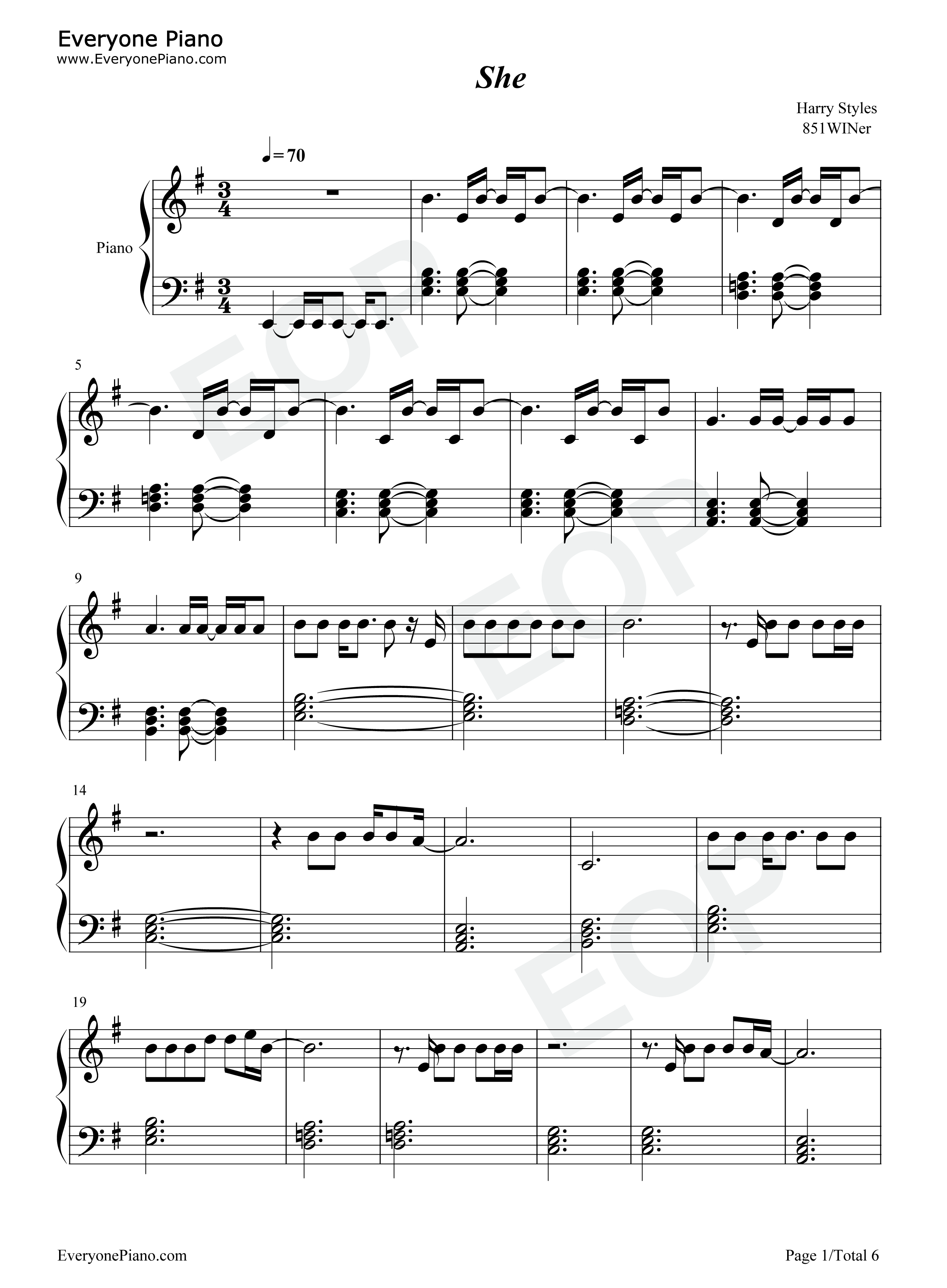 She钢琴谱_Harry_Styles