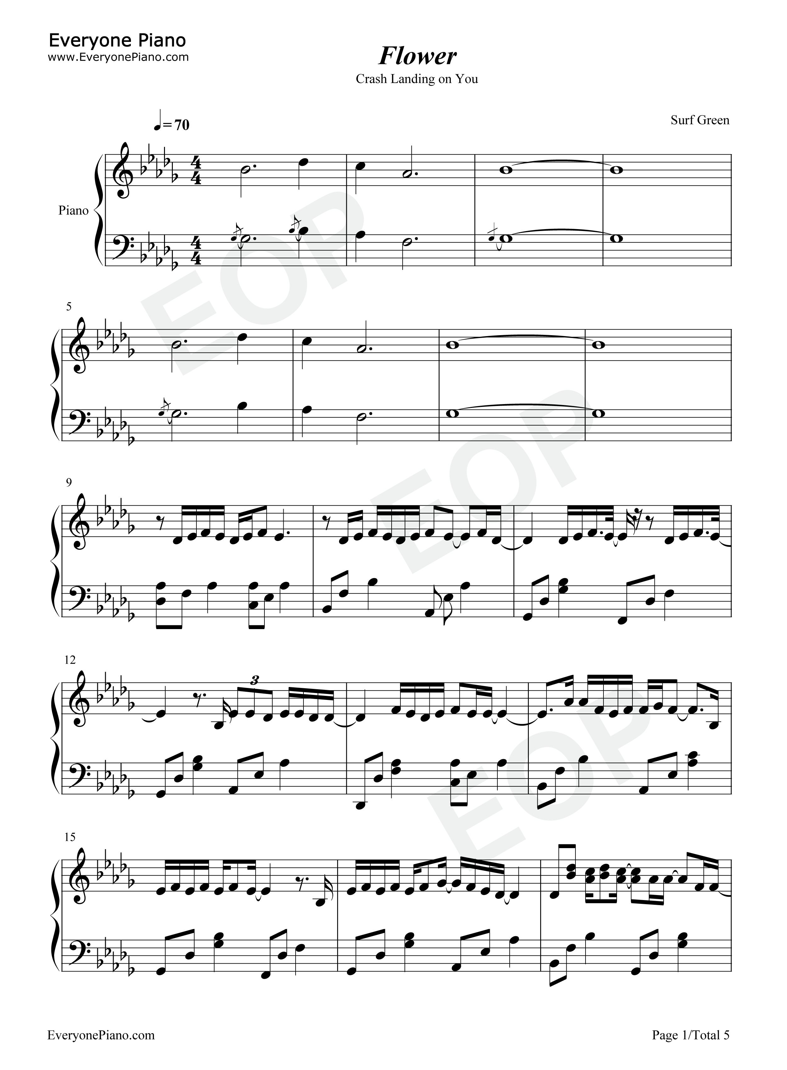 Flower钢琴谱_尹美莱