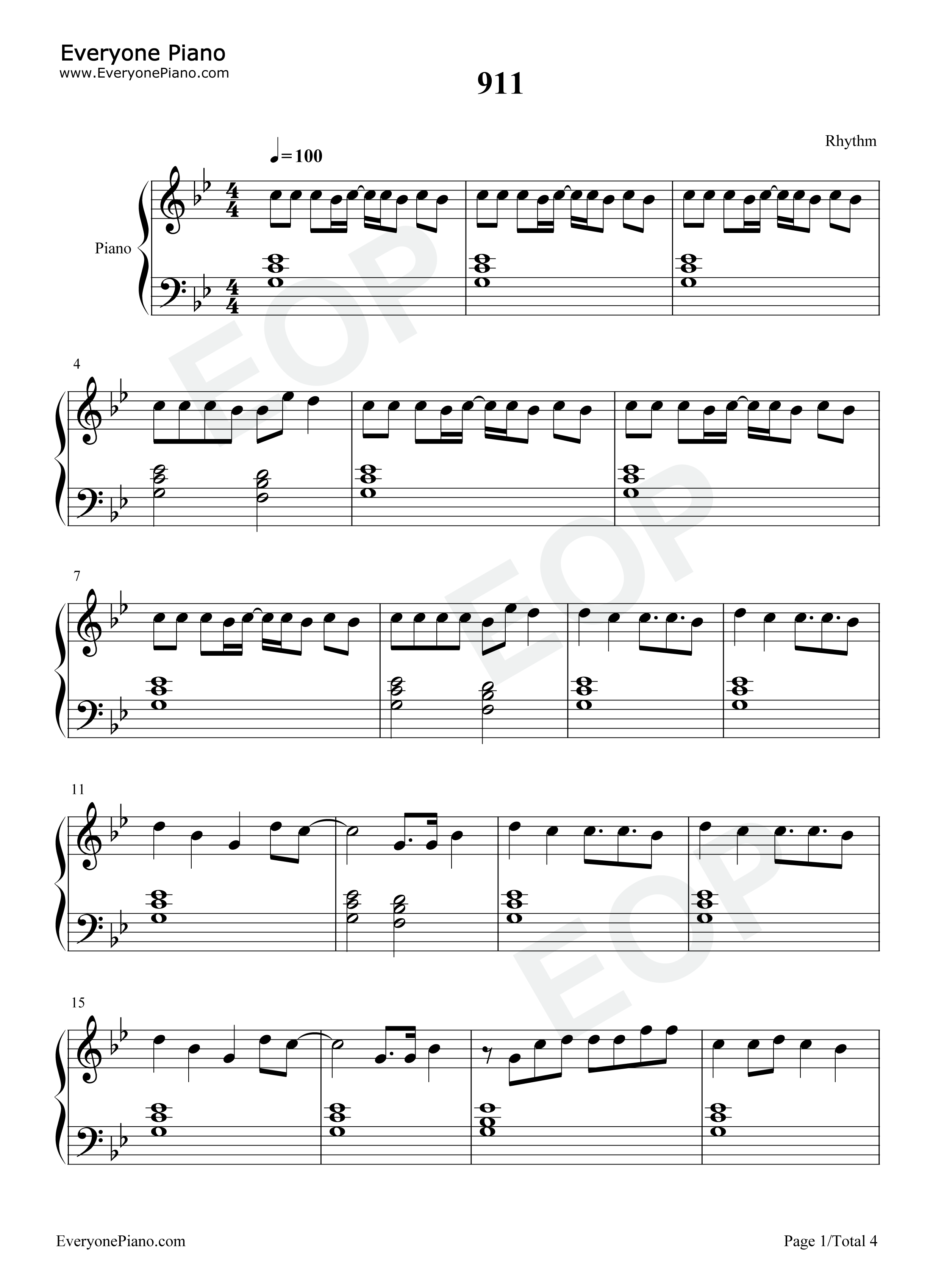 911钢琴谱_Lady_Gaga