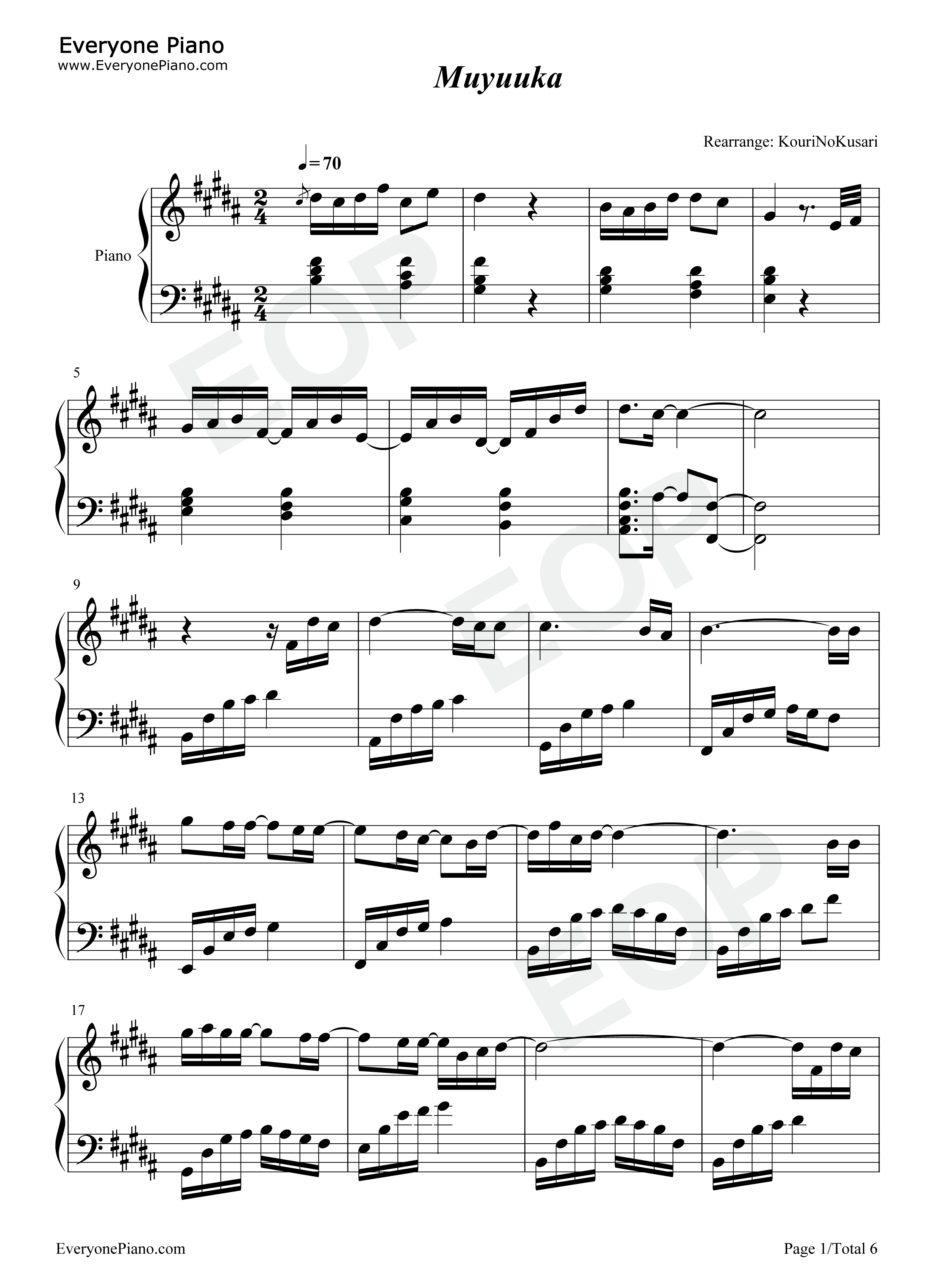 Muyuuka钢琴谱_RURUTIA_ルルティア