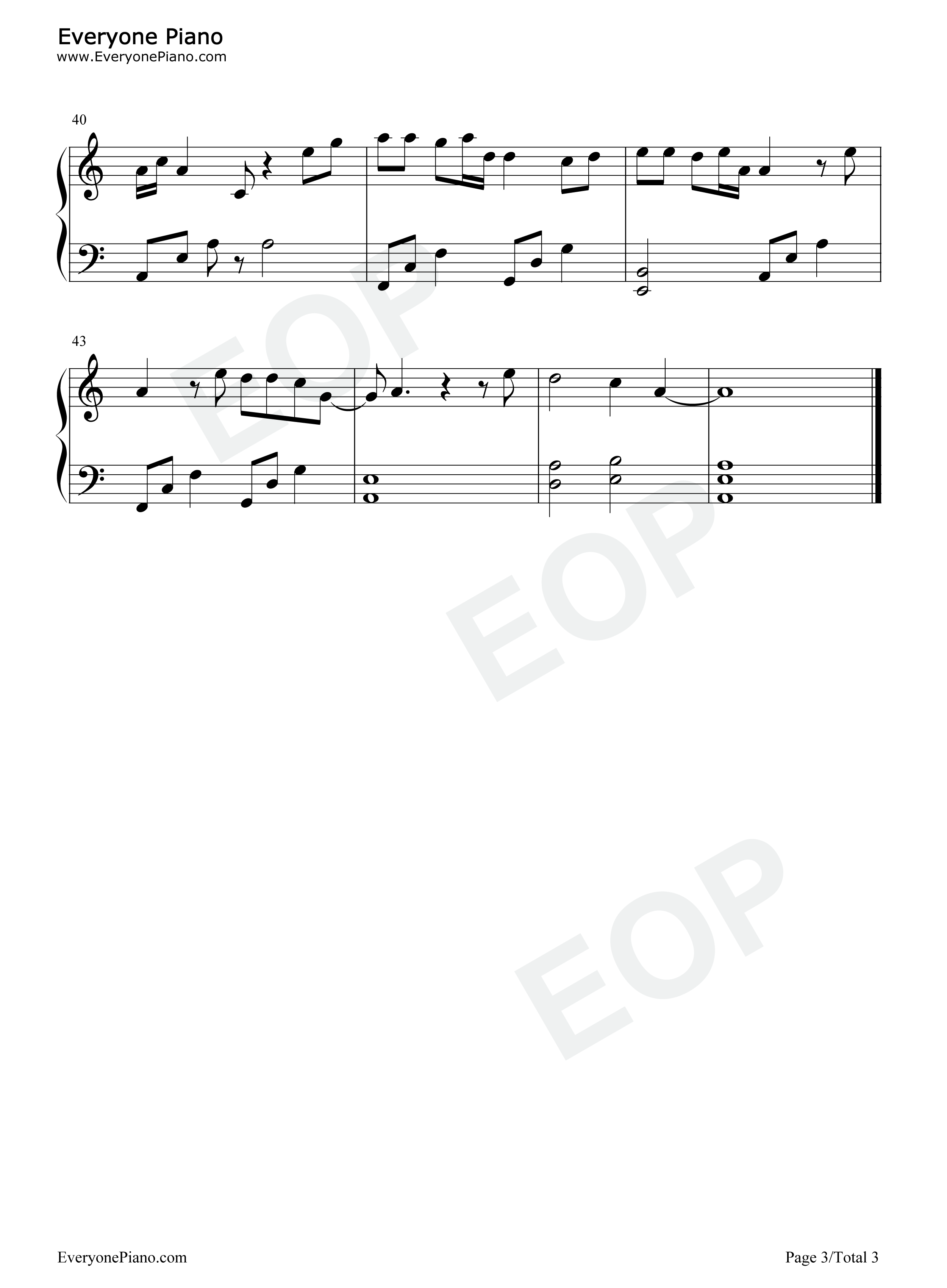 三生缘钢琴谱_程响