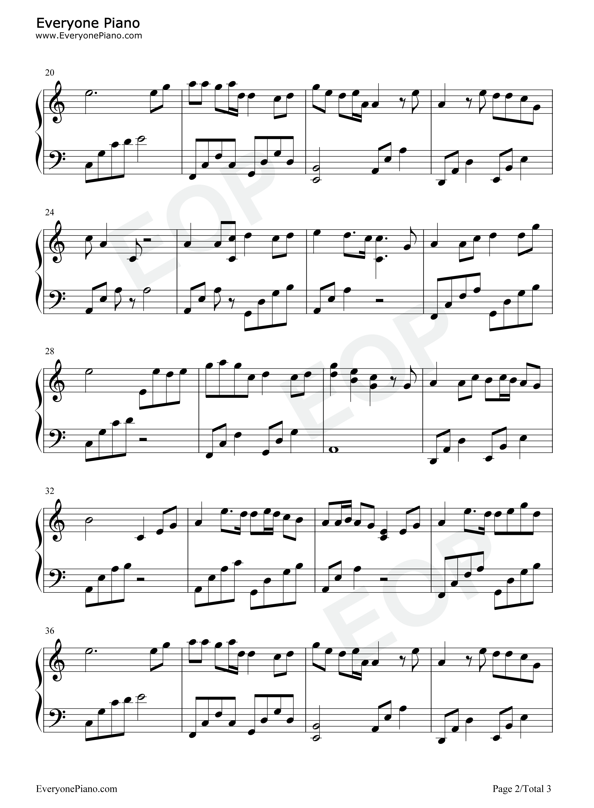 三生缘钢琴谱_程响