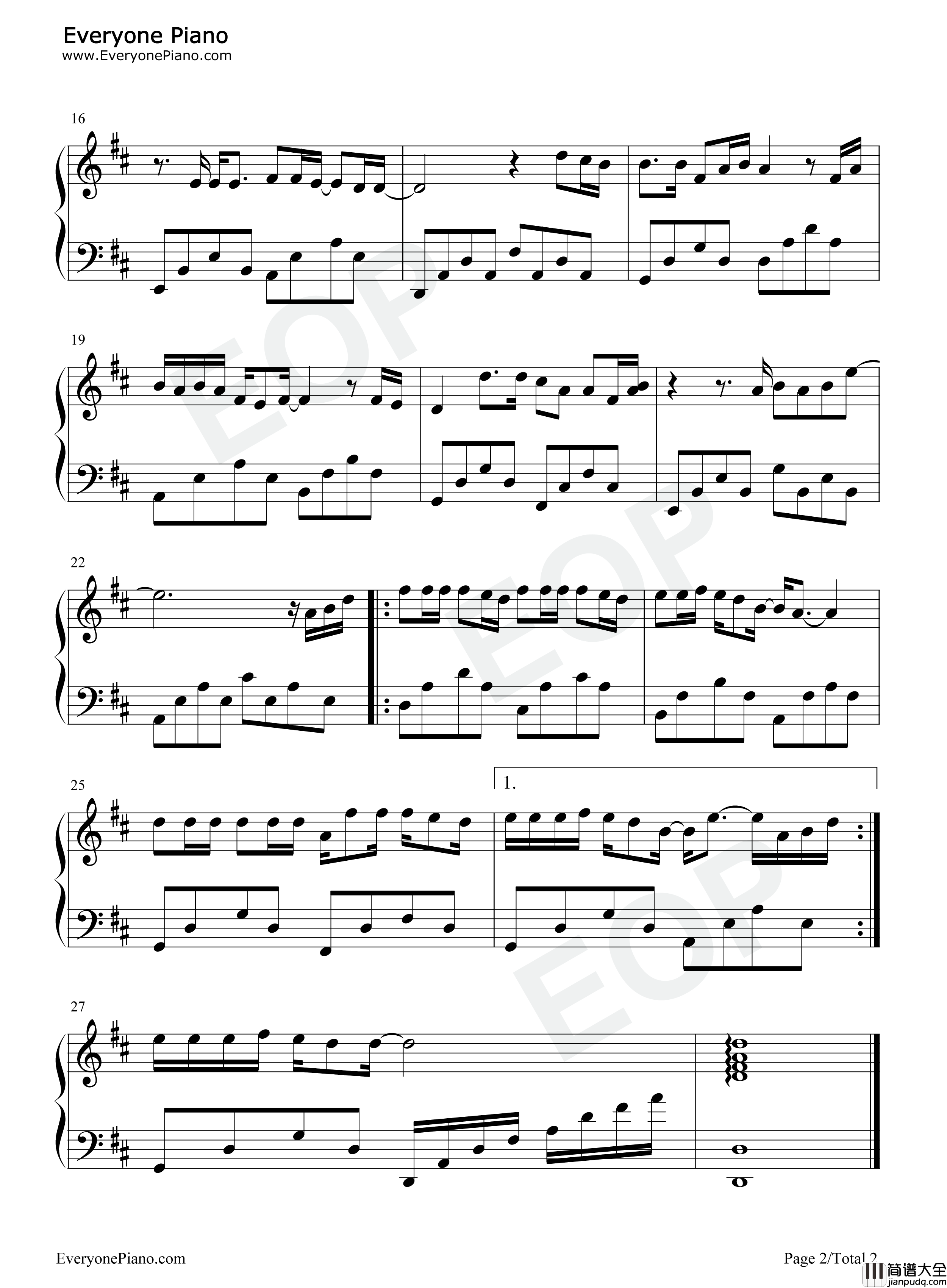 小小的太阳钢琴谱_张宇_十一郎