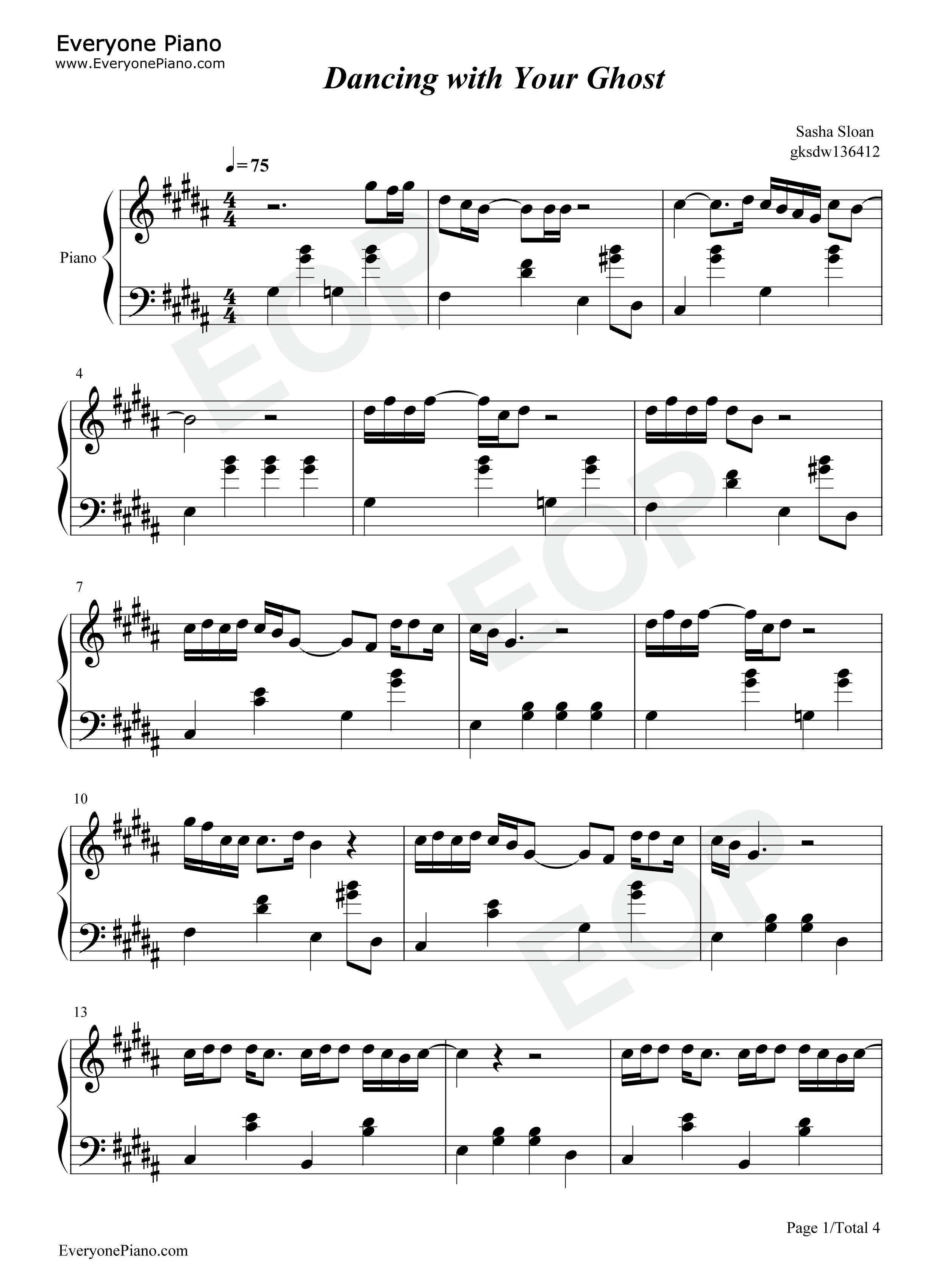 Dancing_with_Your_Ghost钢琴谱_Sasha_Sloan