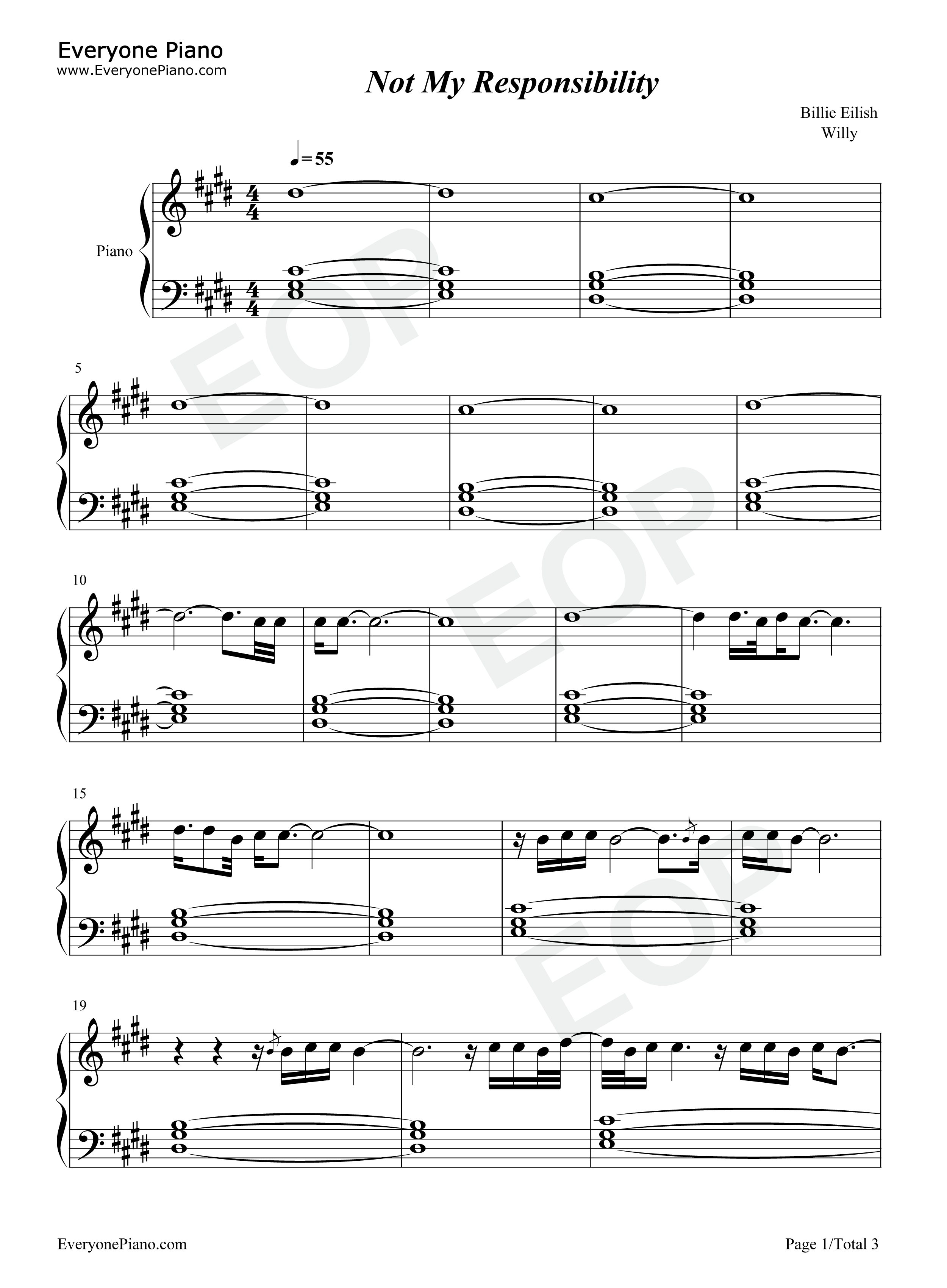 Not_My_Responsibility钢琴谱_Billie_Eilish