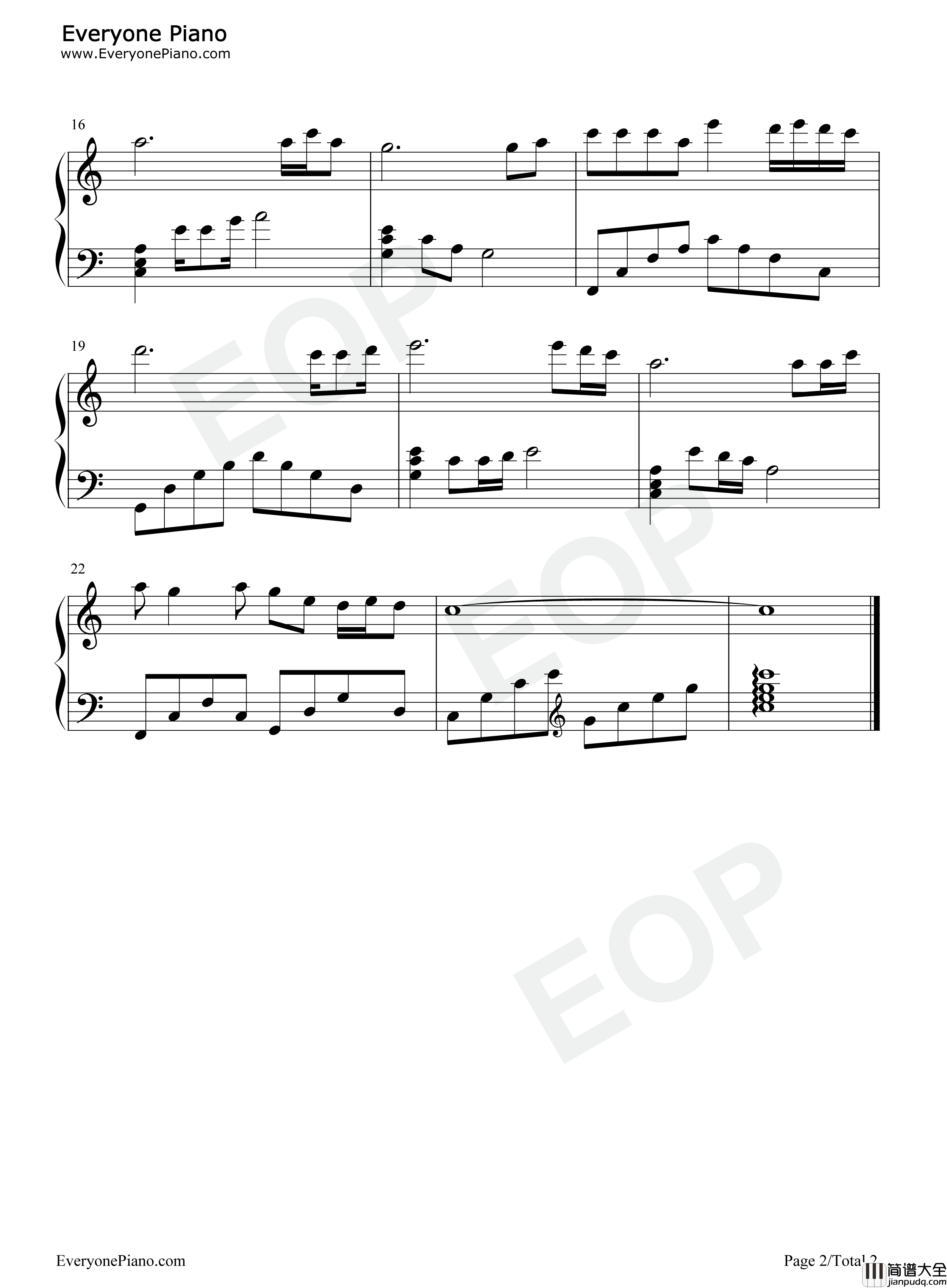 迟来的爱钢琴谱_李茂山_林淑容