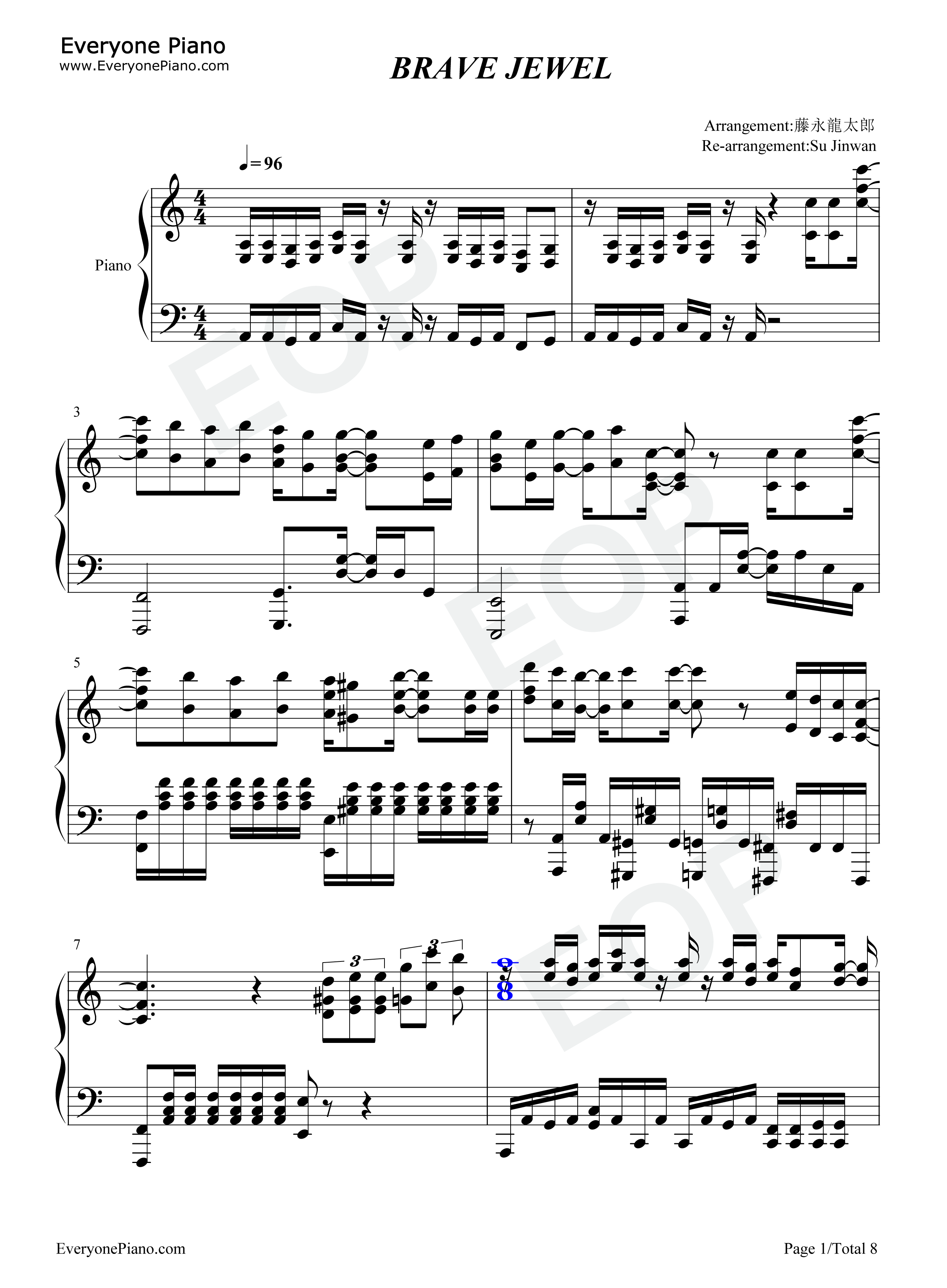 BRAVE_JEWEL钢琴谱_Roselia