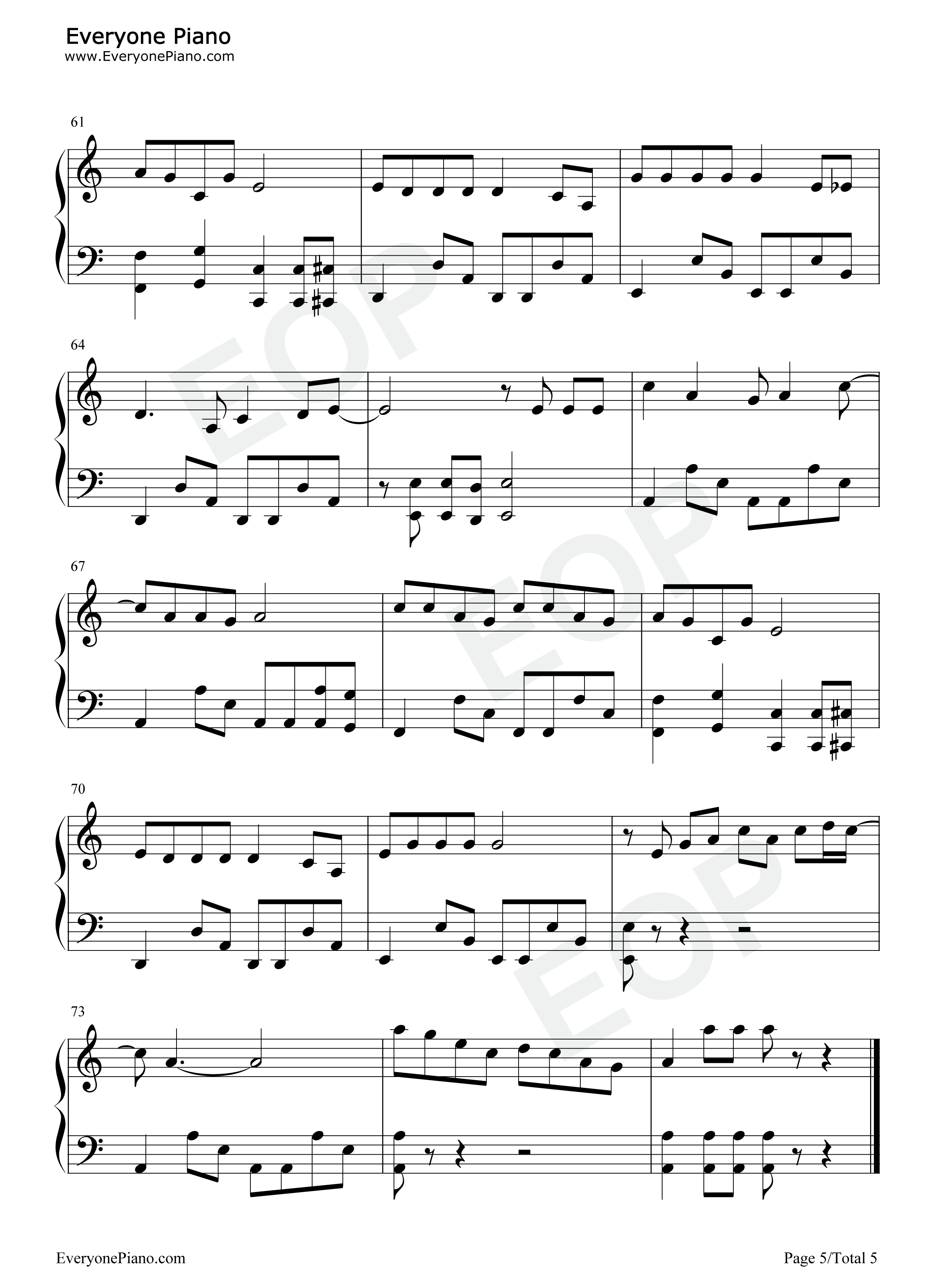 无人熟识钢琴谱_江蕙