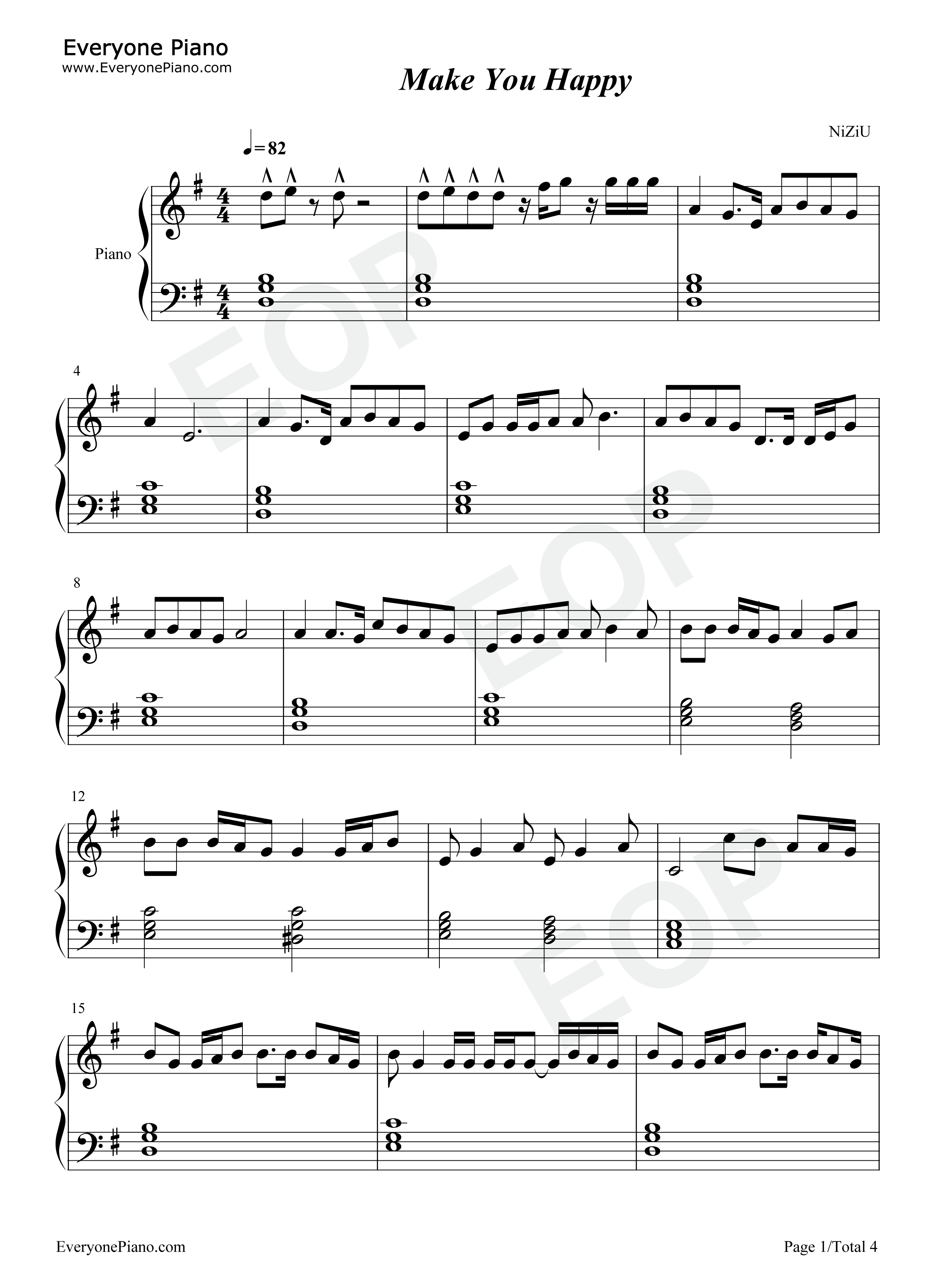 Make_You_Happy钢琴谱_NiziU