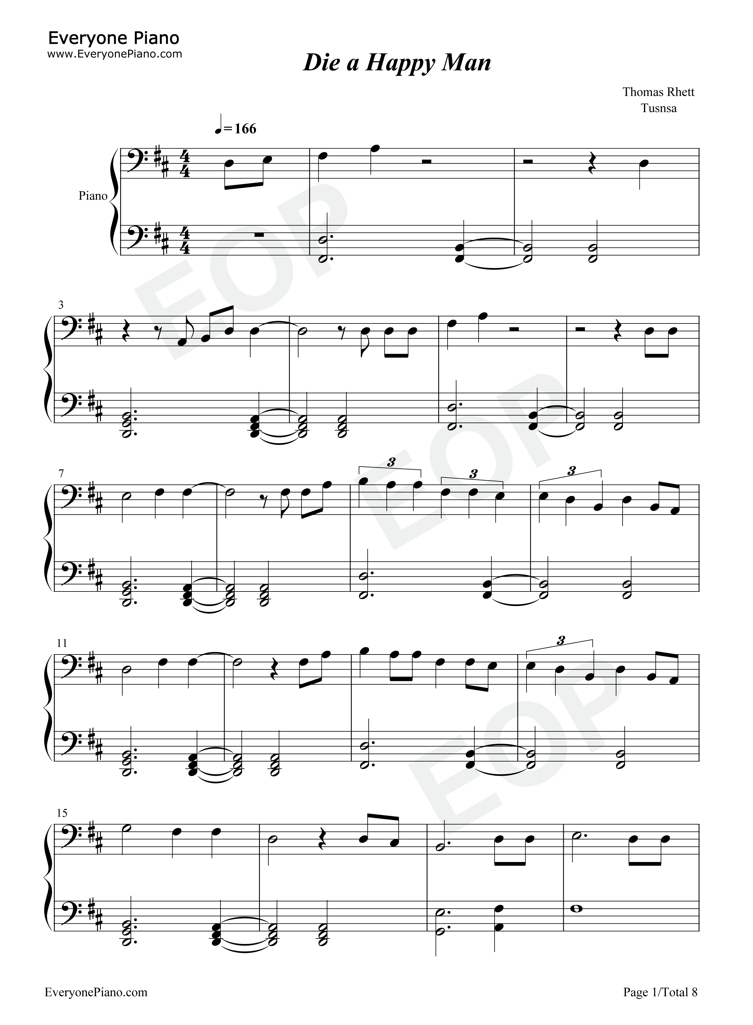 Die_a_Happy_Man钢琴谱_Thomas_Rhett